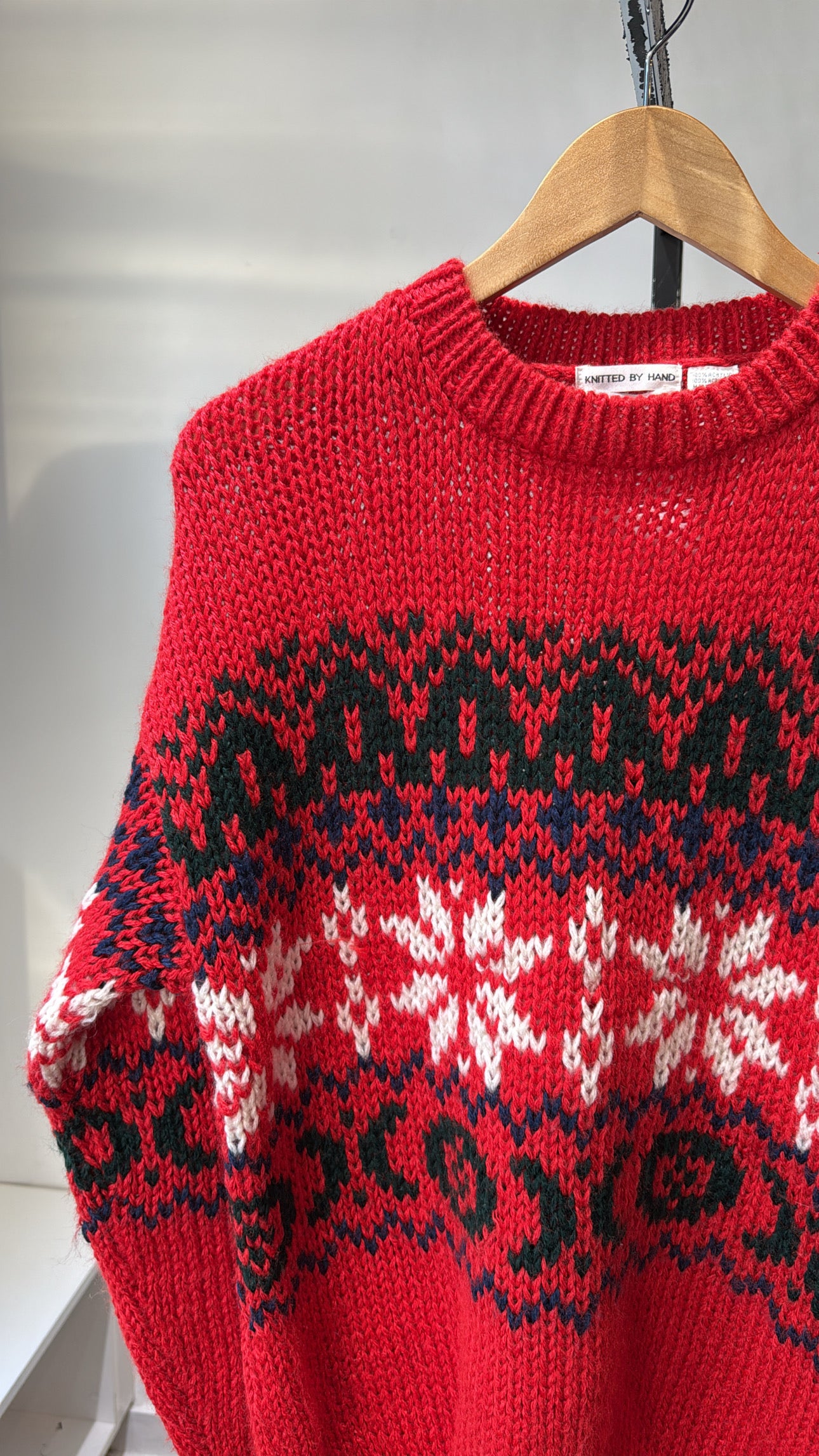 Pierre Cardin hand knit fair isle sweater, Red, 40