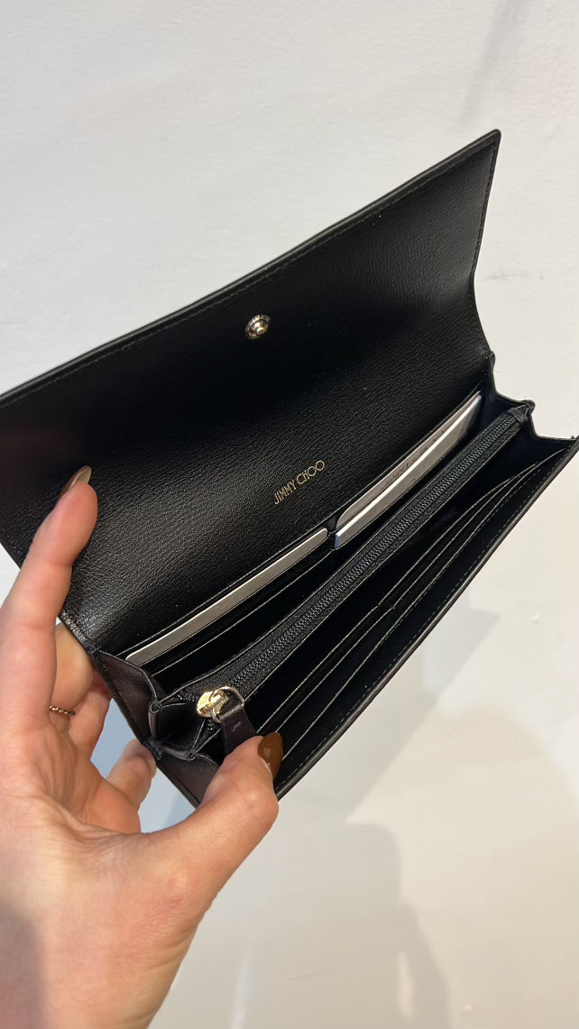 Jimmy Choo Calfskin Martina Continental Wallet in Black The Recollective