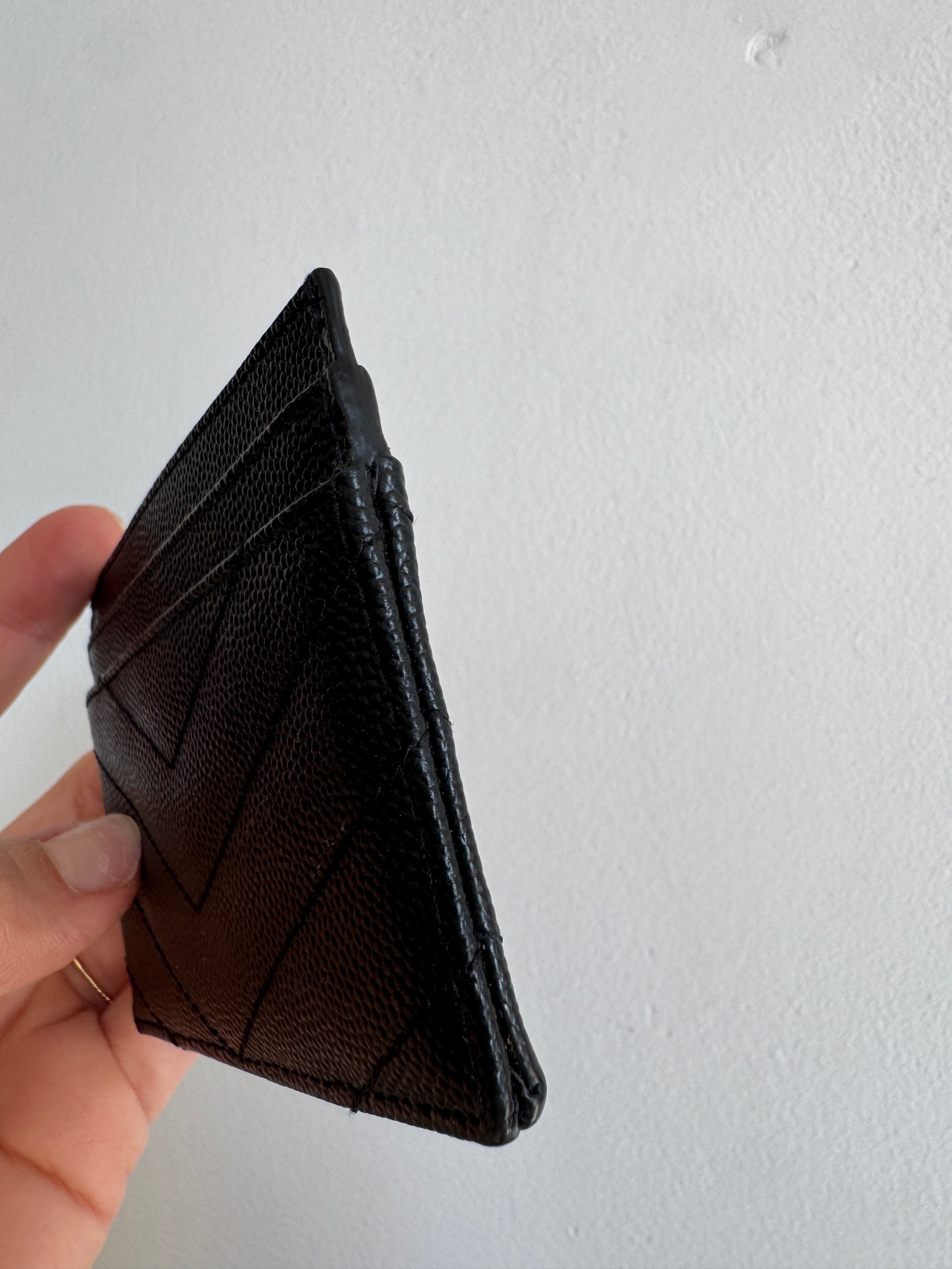 Saint Laurent Matelassé Lambskin Card Holder, Black