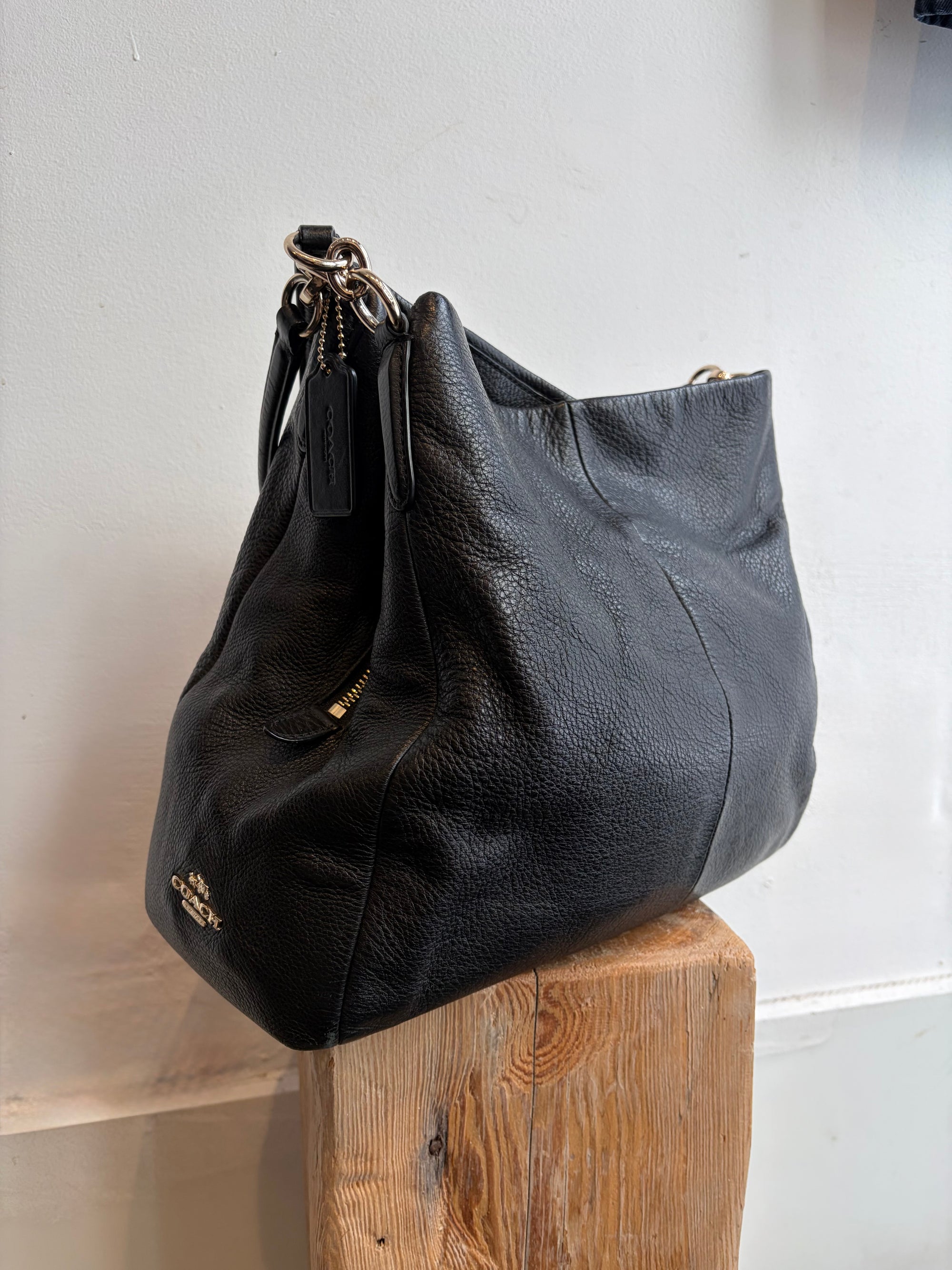 Coach Madison Pheobe Pebbled Leather Shoulder Bag, Black