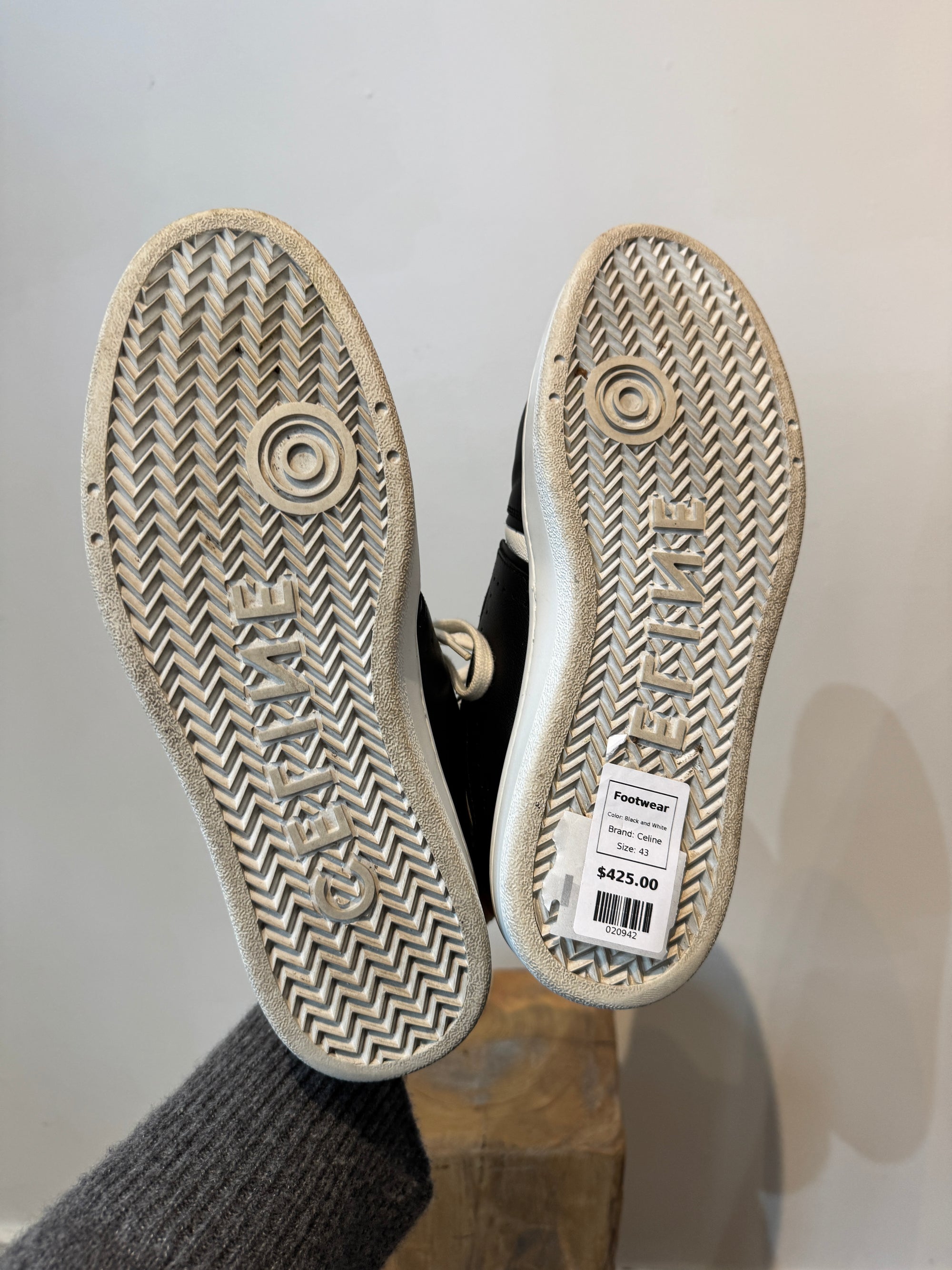 Celine High Top Sneakers, White, Black, 43