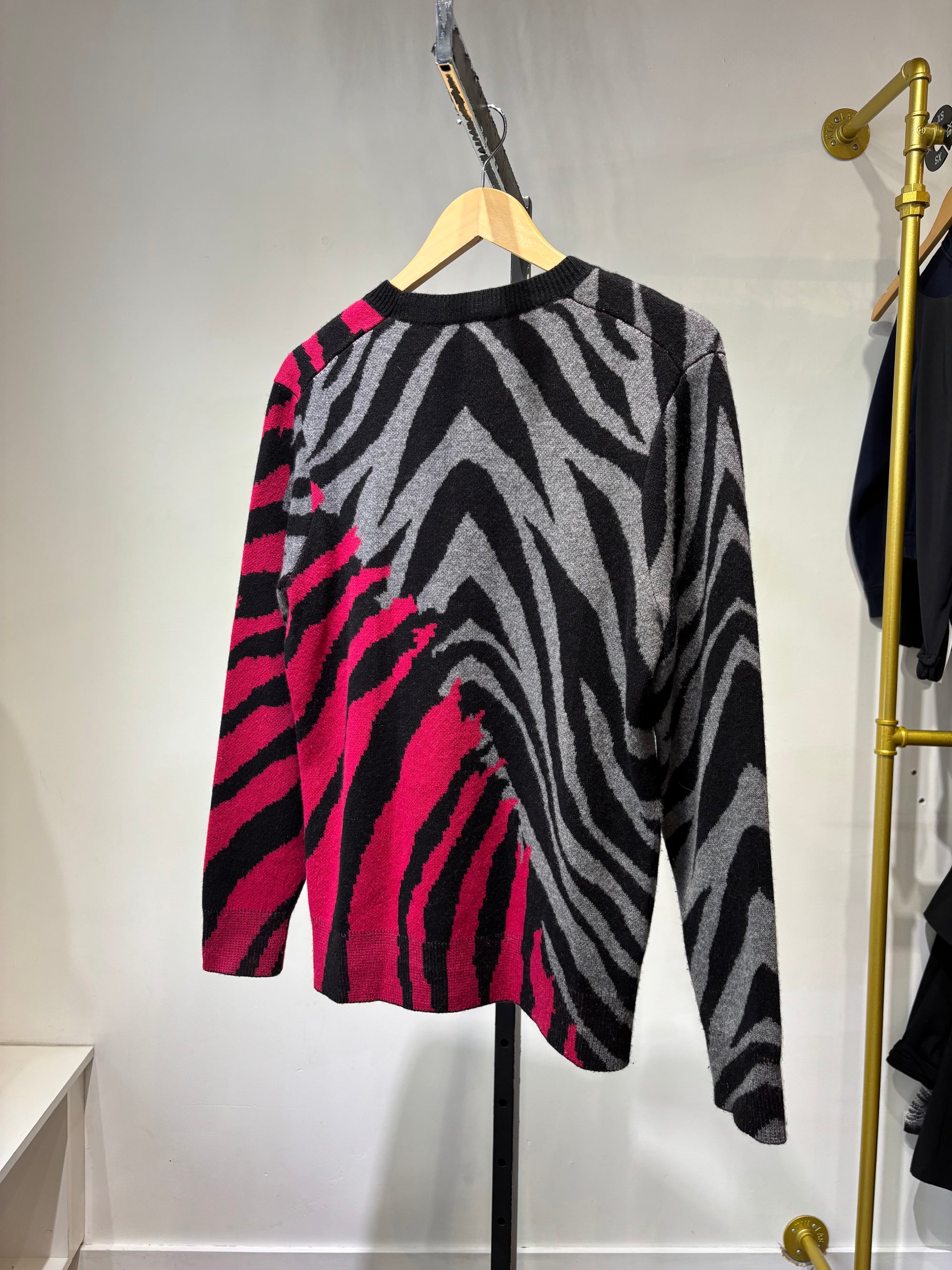 Rag & Bone zebra knit sweater, Pink Black, Small