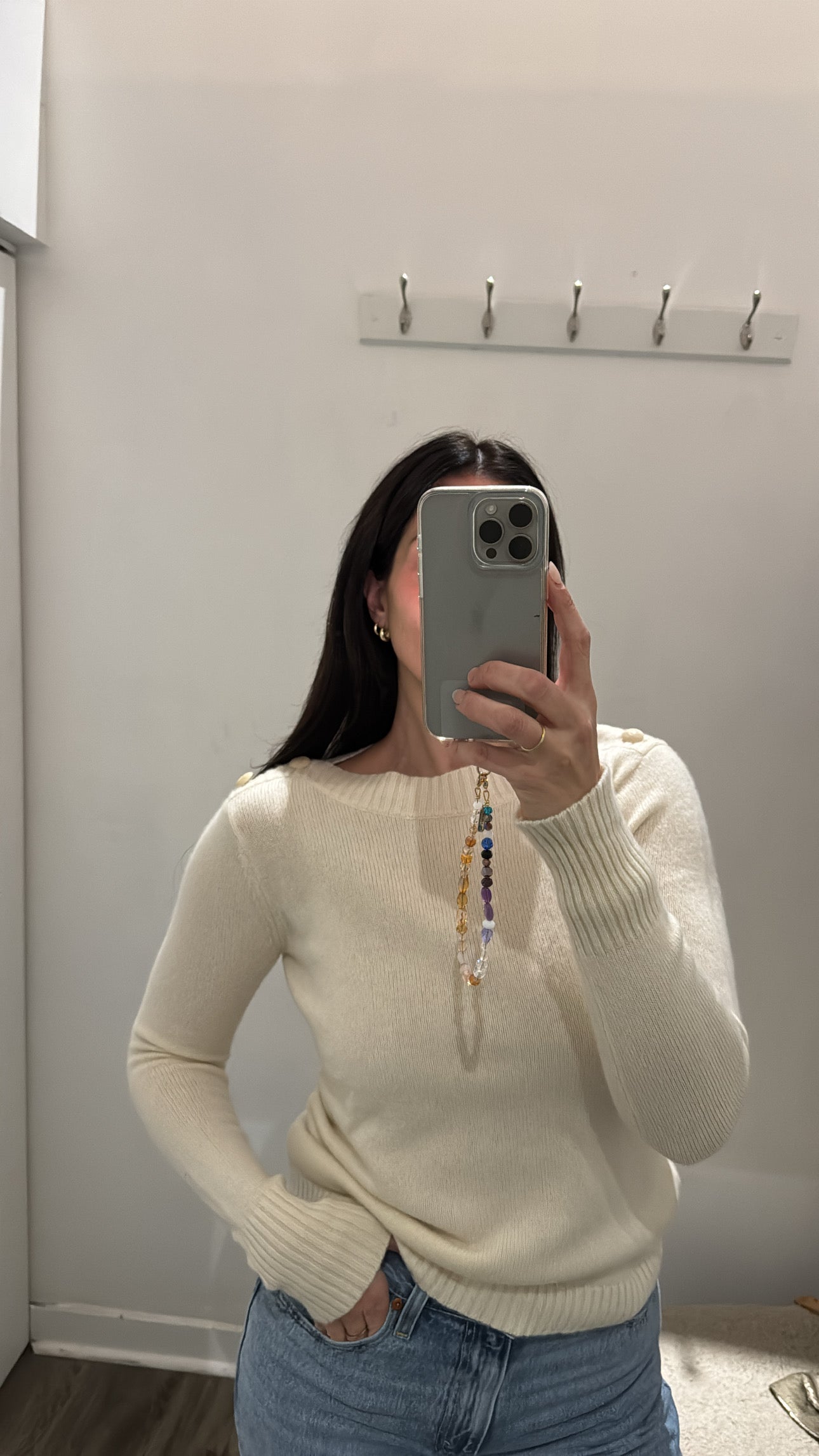 MaxMara boat neck cashmere blend sweater, Cream, M/L