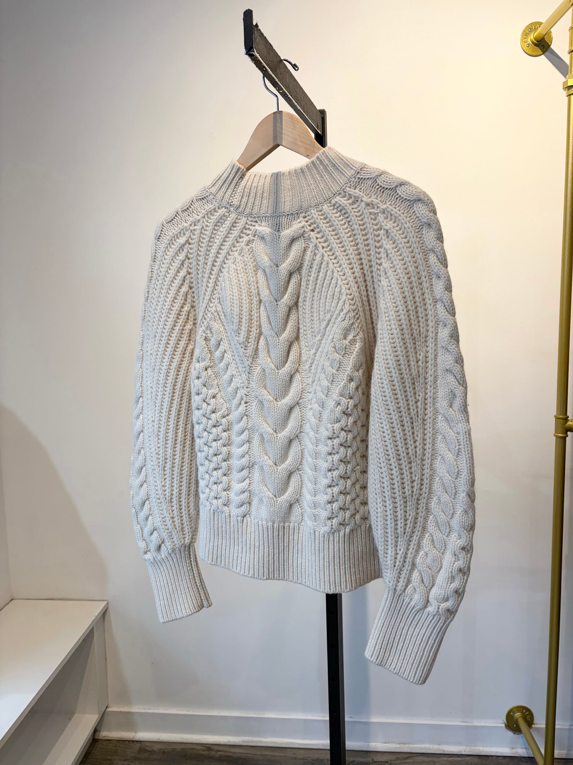 Banana Republic cashmere mock neck sweater,  Cream, Medium