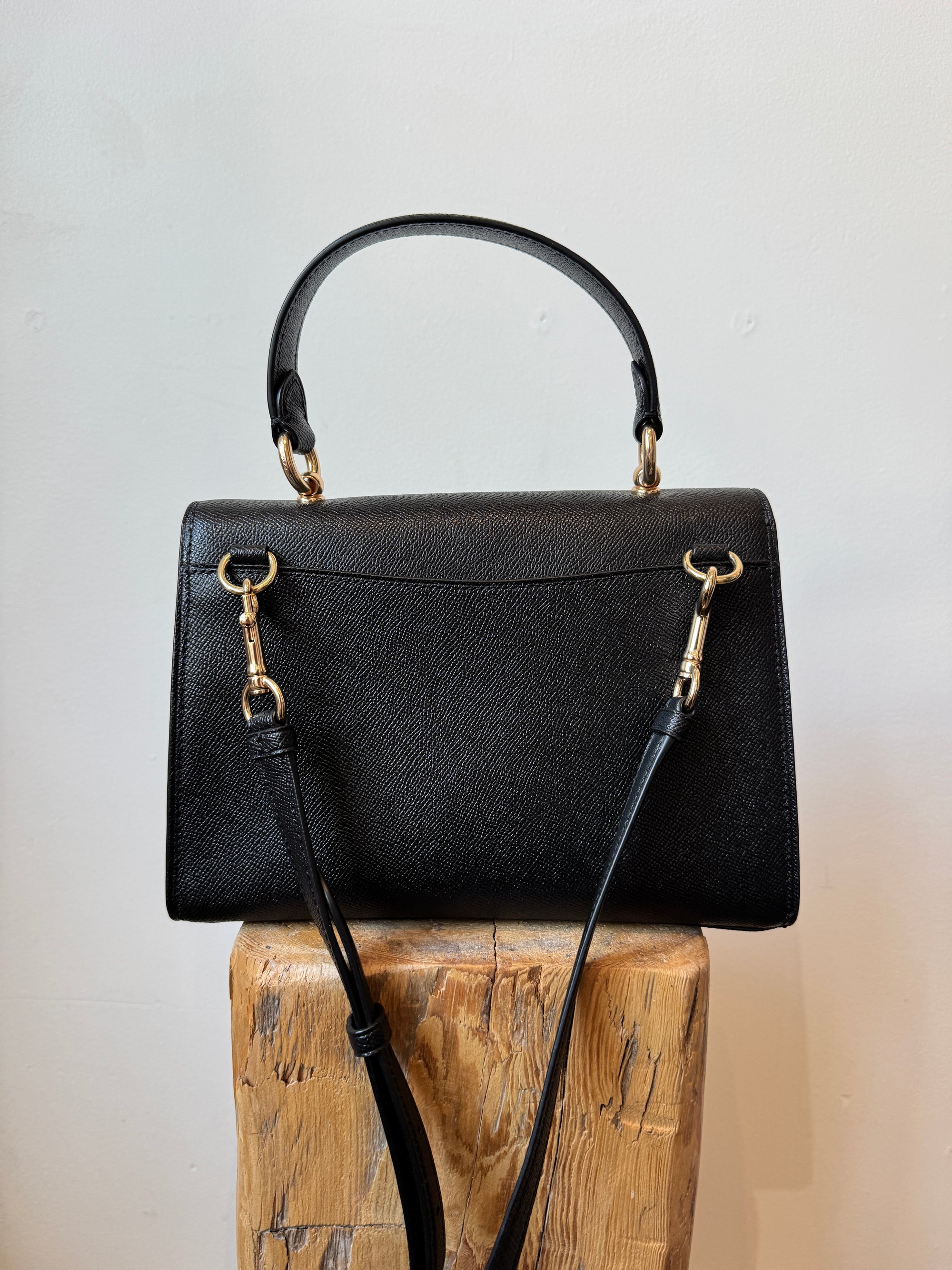Coach Leather Tilly Top Handle Handbags Black