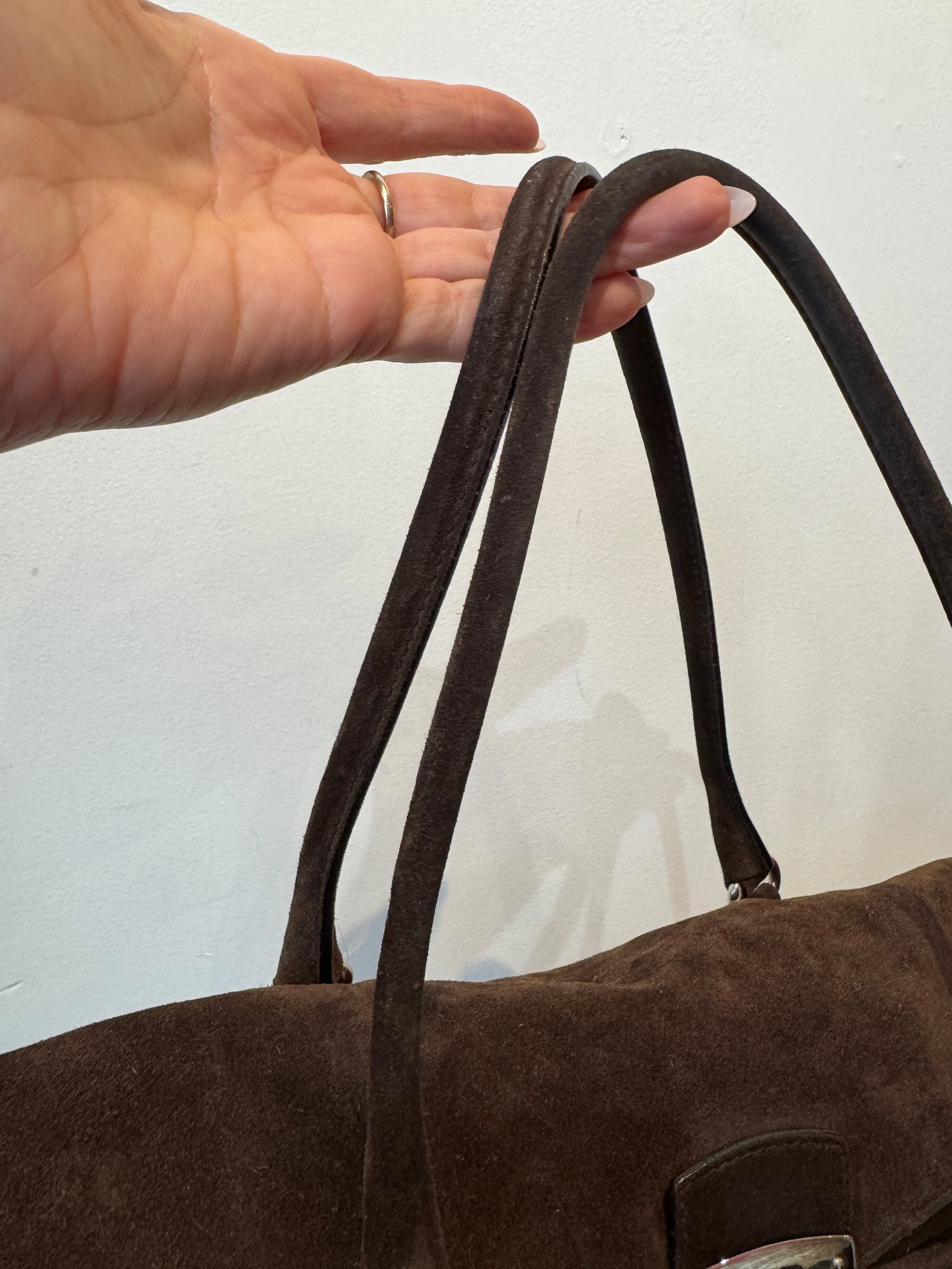 Prada Moro Suede Camoscio Easy Shoulder Bag, Brown