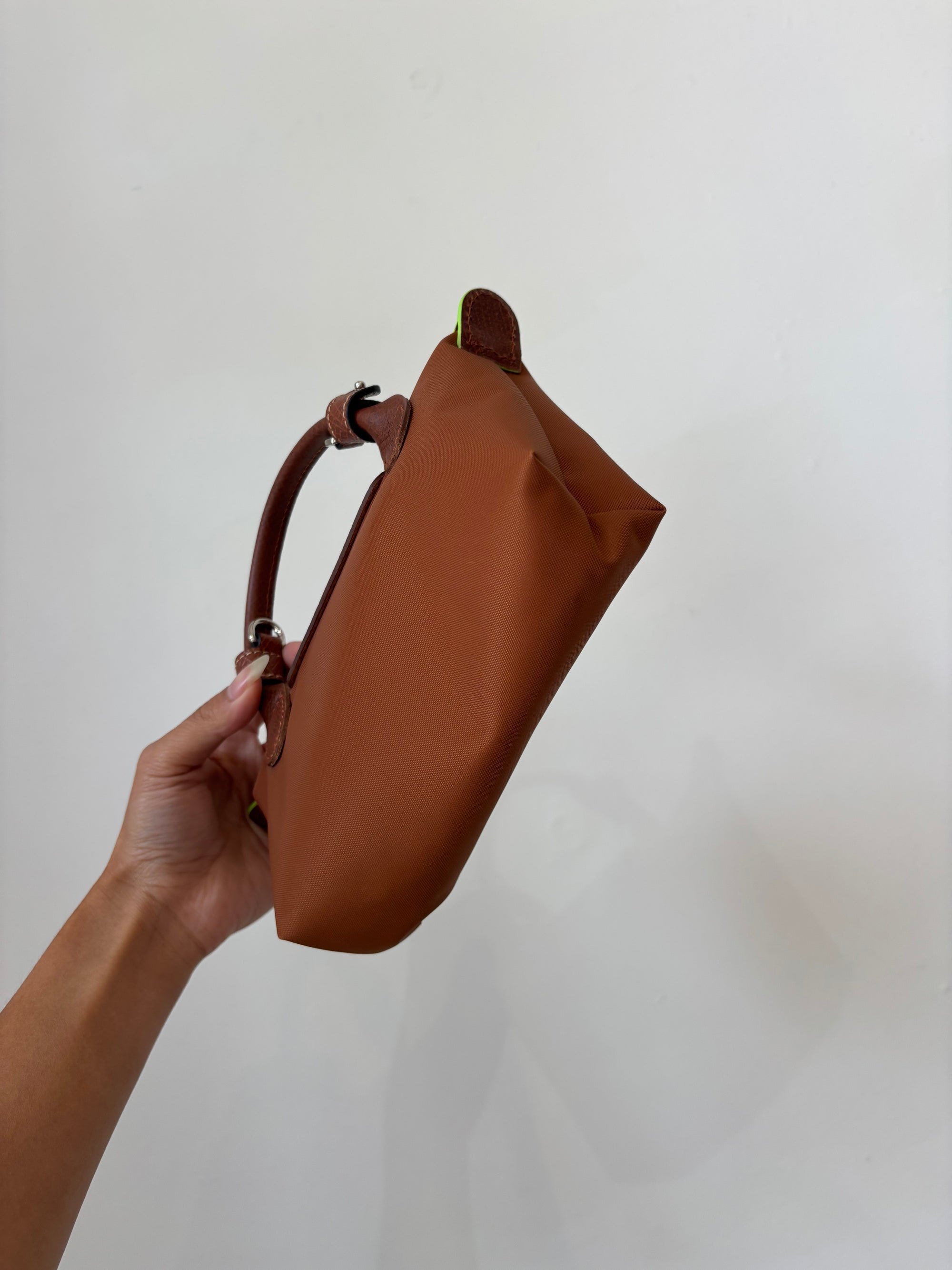 Lonchamp Le Pliage Small Pouch, with crossbody strap, Brown