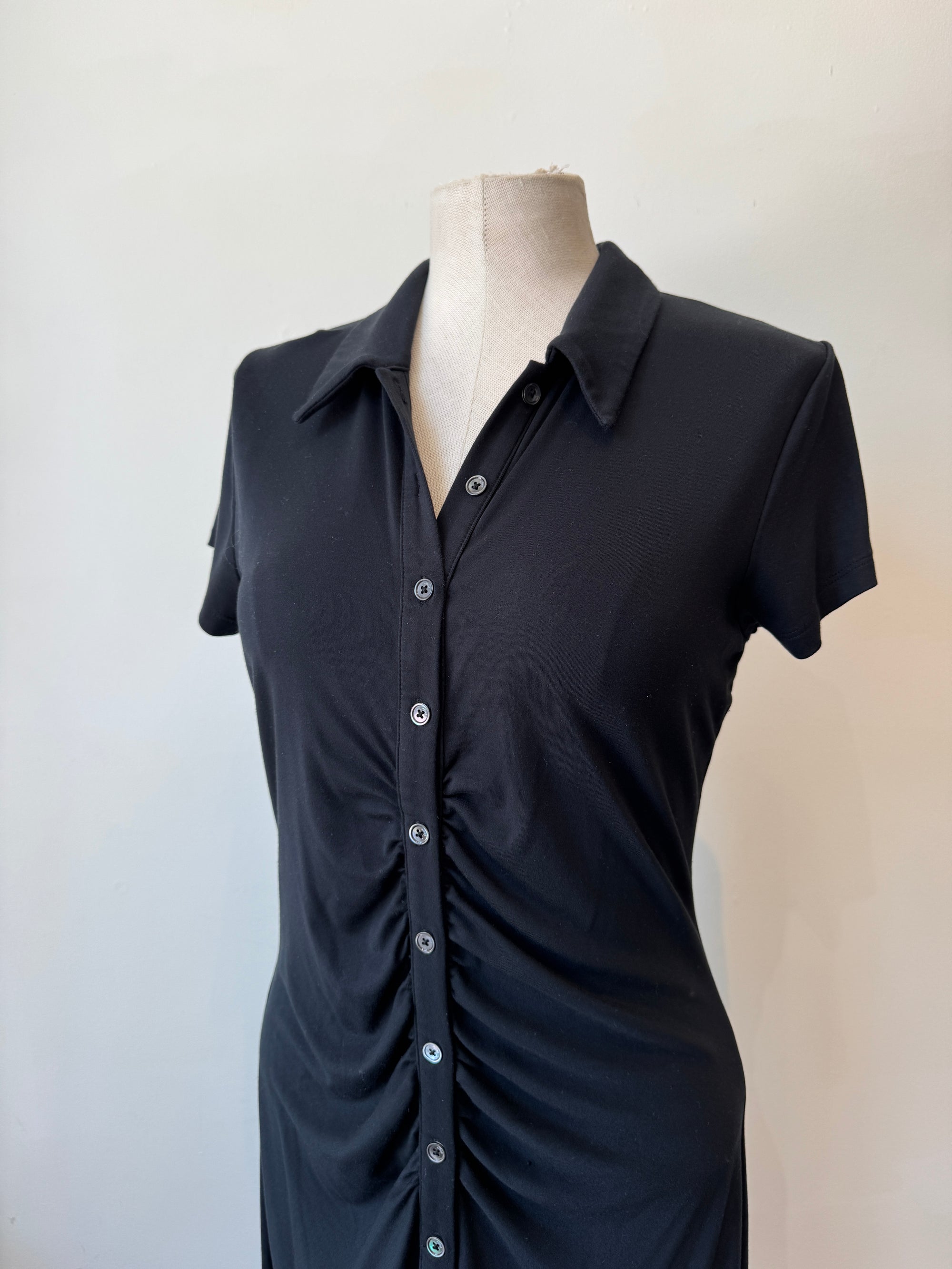 Wilfred Button Up Collar Dress Black, Size L