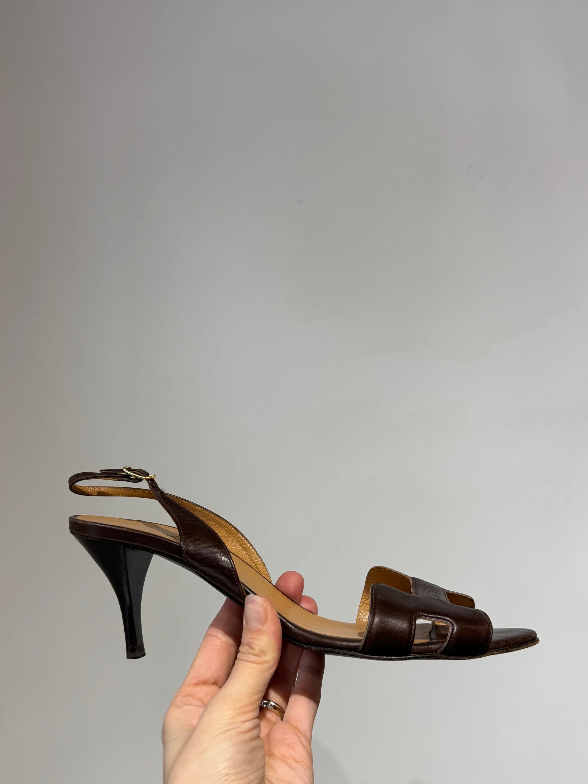 Brown Hermes Sandals, 40