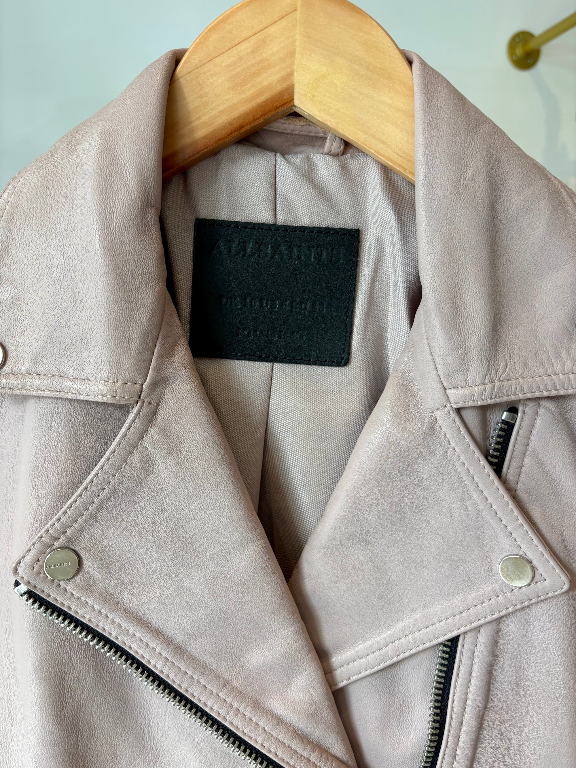 All Saints moto jacket, Pink/Taupe, 6