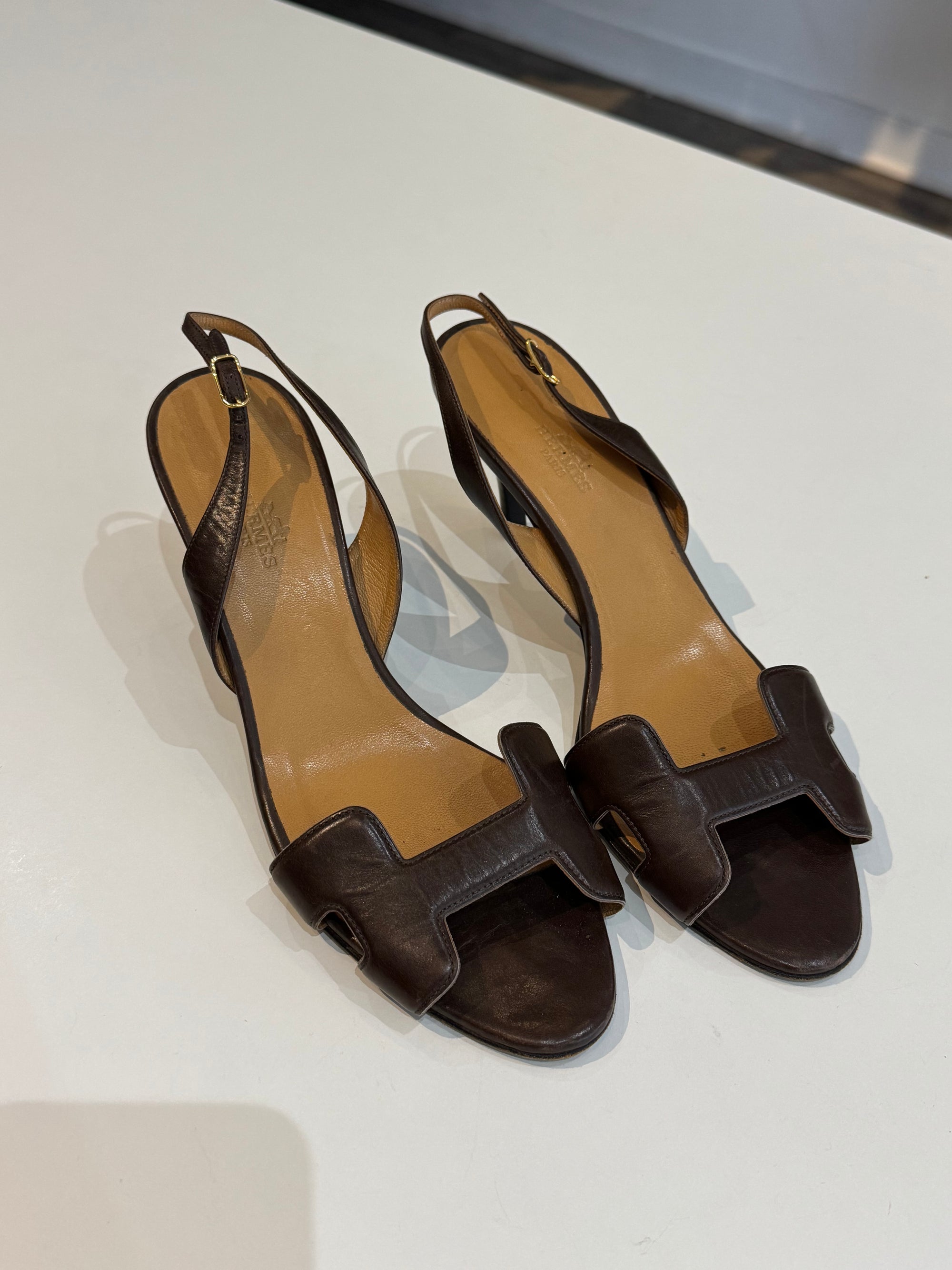 Brown Hermes Sandals, 40