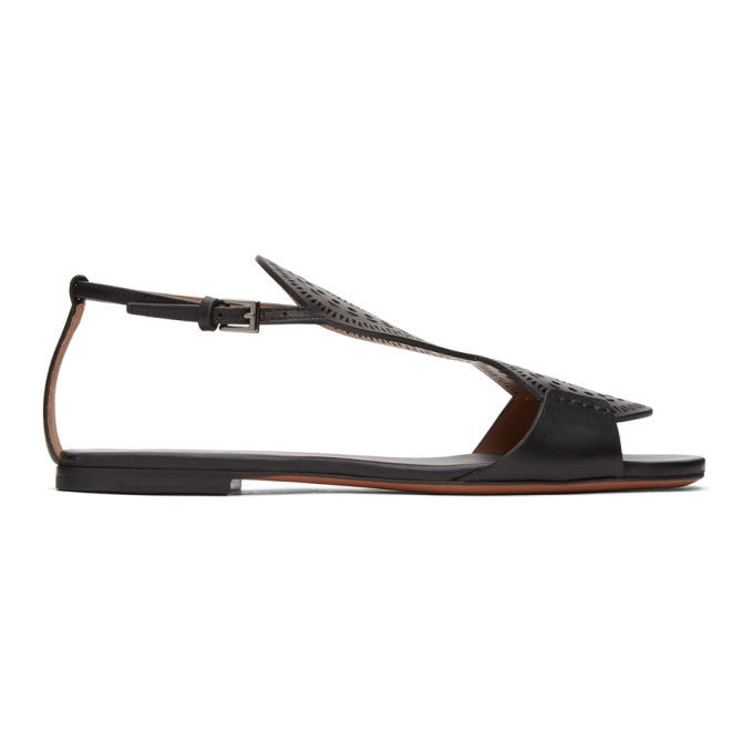Alaïa plastron openwork flat sandals Footwear Black, 39