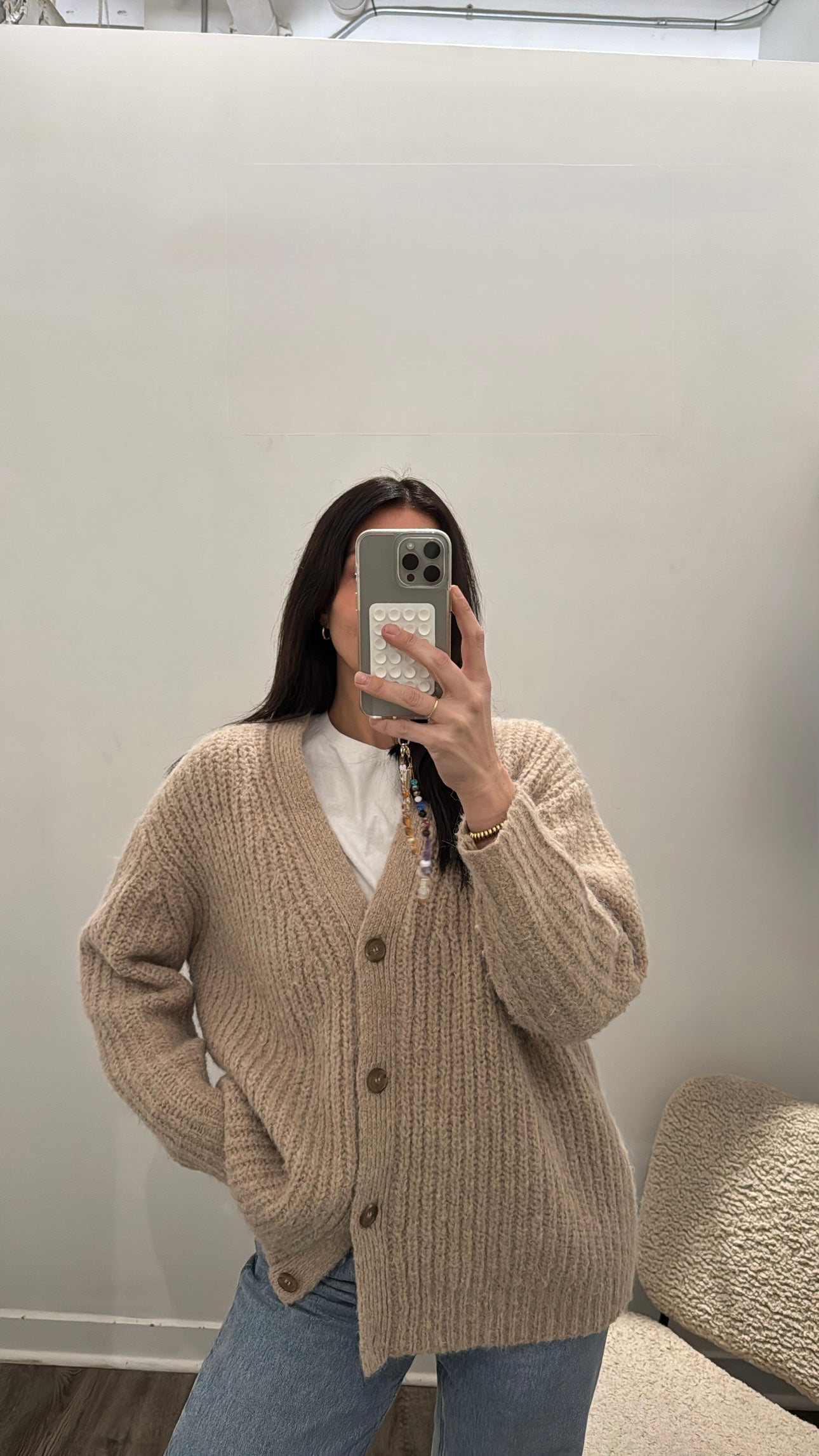 Jenni Kayne Cocoon Cardigan Sweater Taupe, XS, oversized