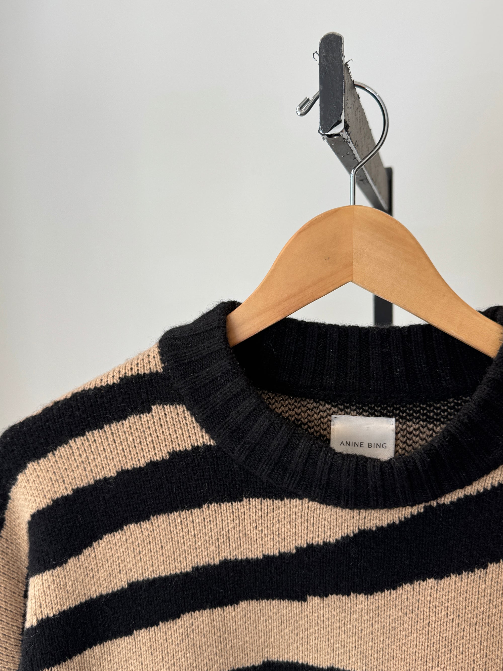 Anine Bing Knit Sweater, Camel Black, XS