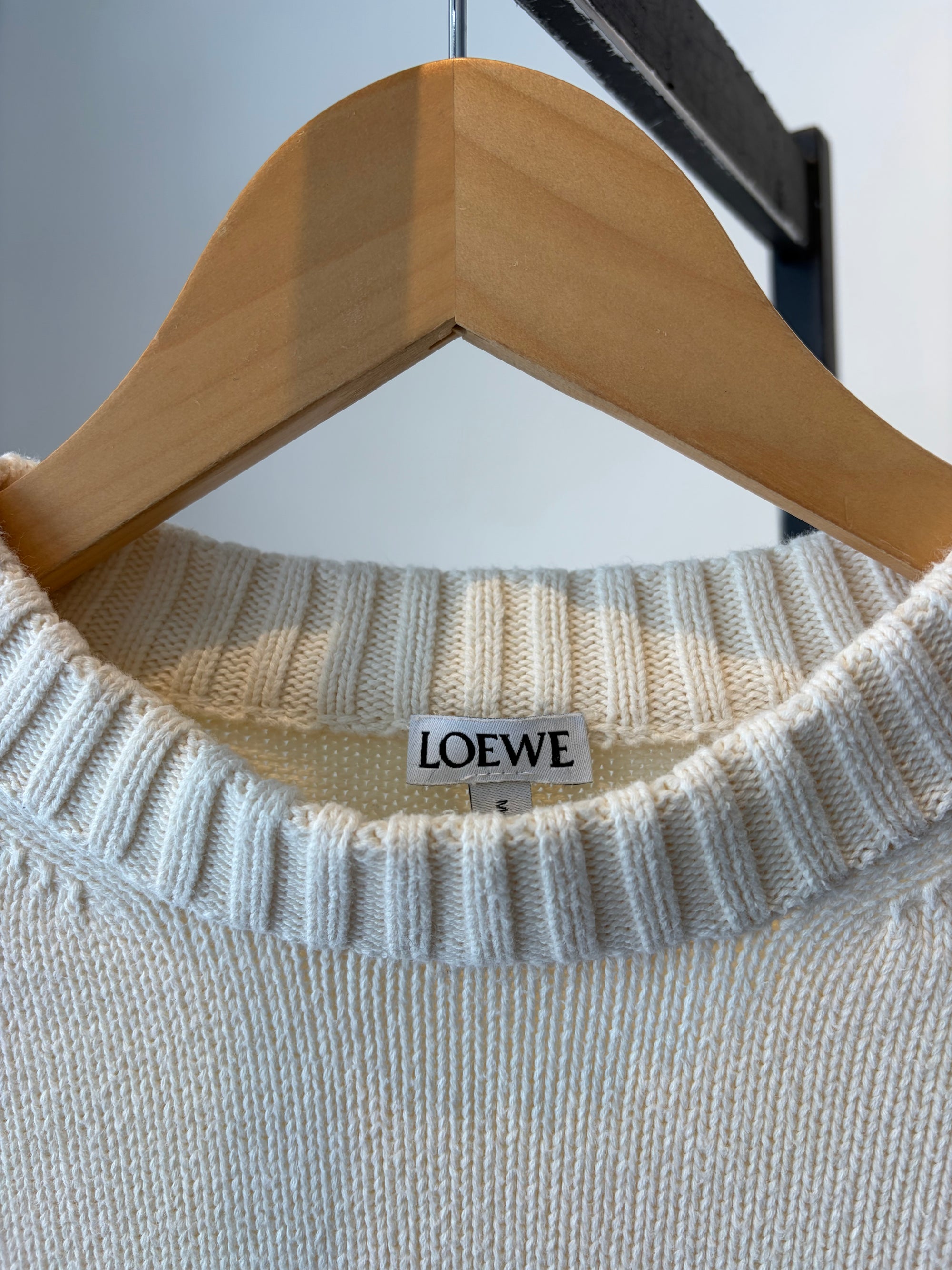 Loewe Knit Sweater, Cream, Large