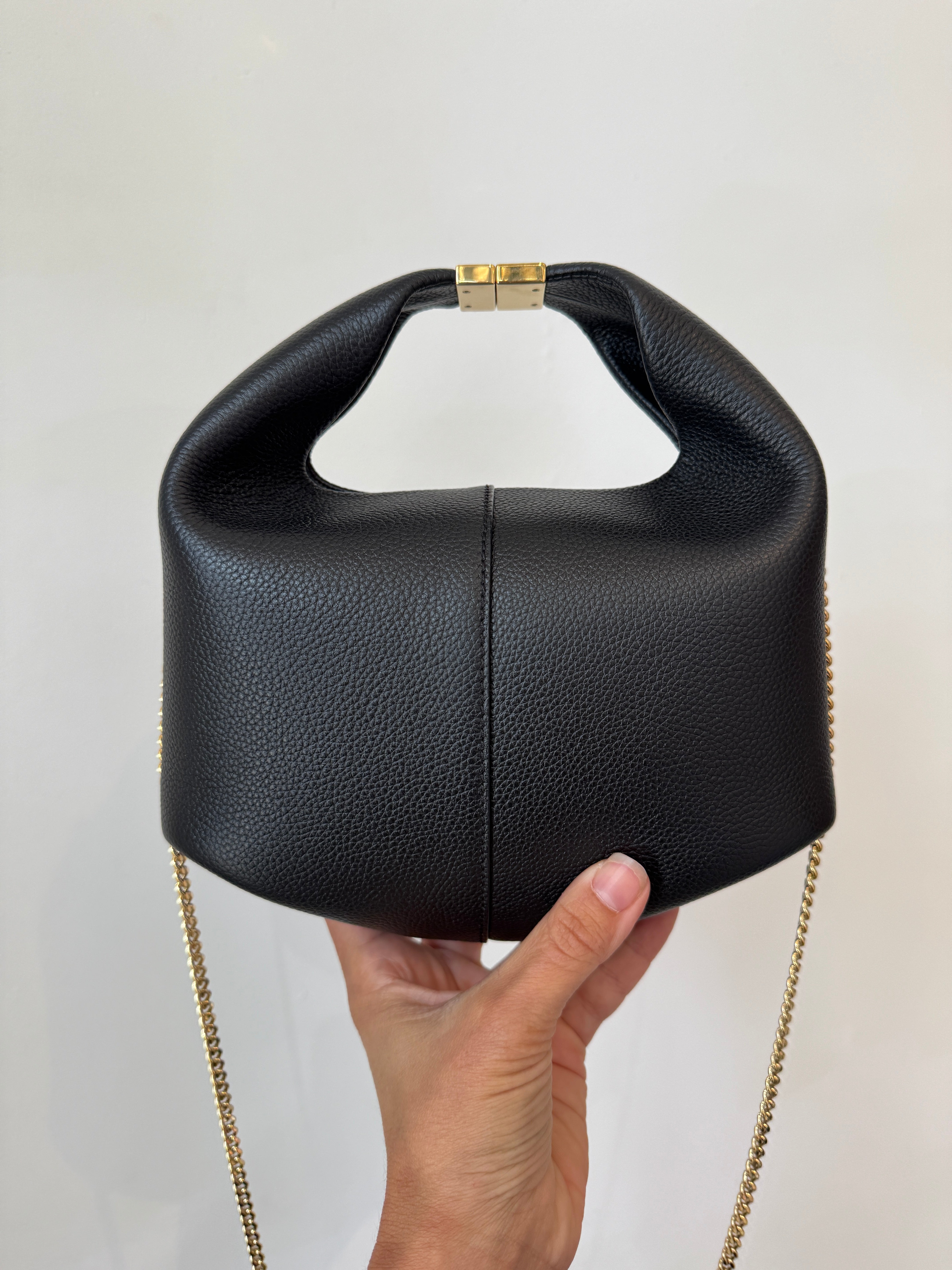 Polene Beri handbag, Black with gold hardware - The Recollective