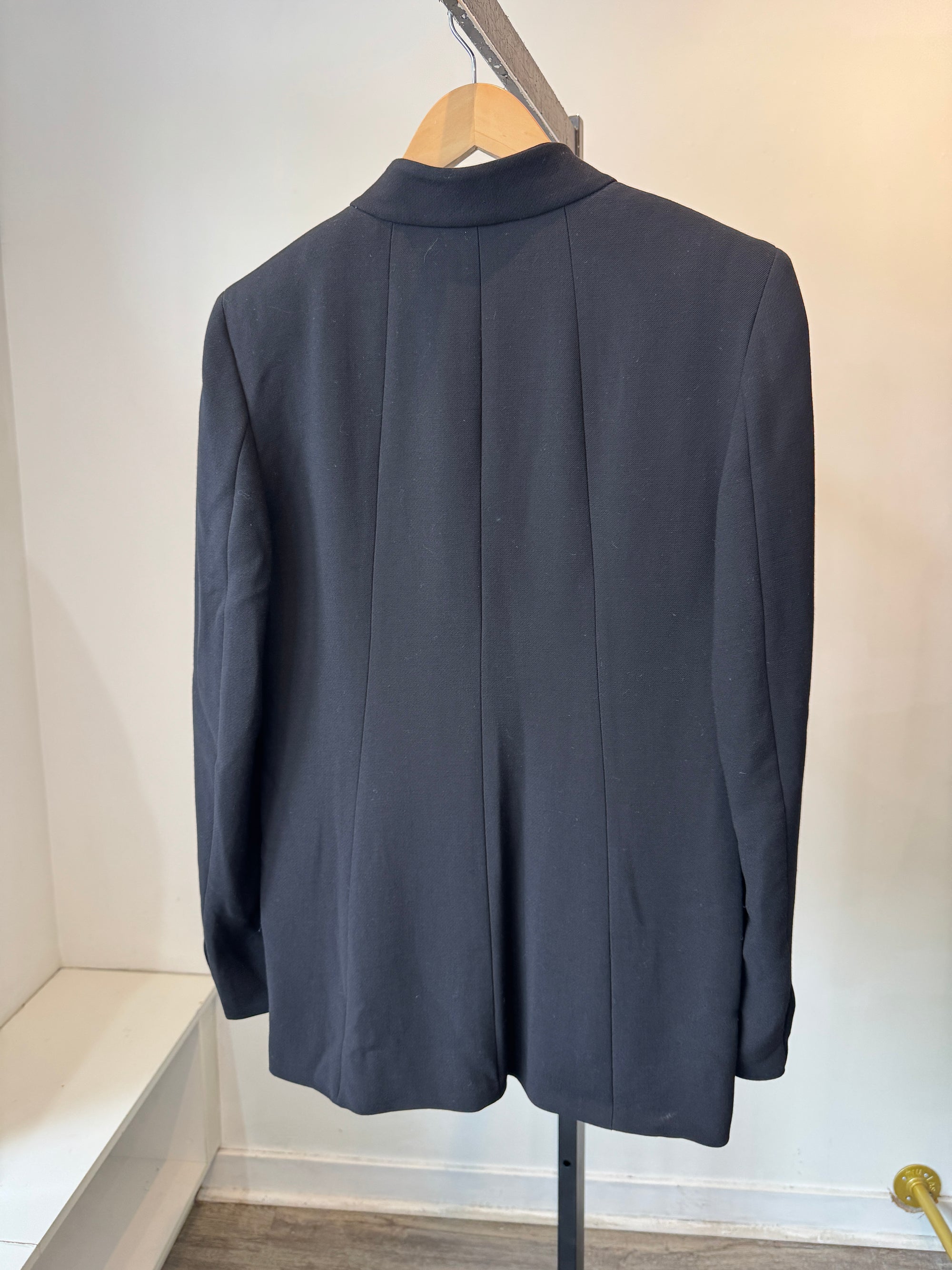 MaxMara stand-collar black long blazer, Black, 12