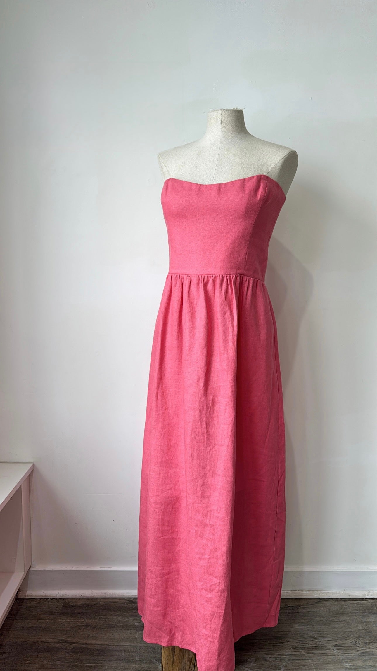 Reformation Linen Strapless Midi Dress Pink, 12 Reformation Linen Strapless Midi Dress Pink, 12