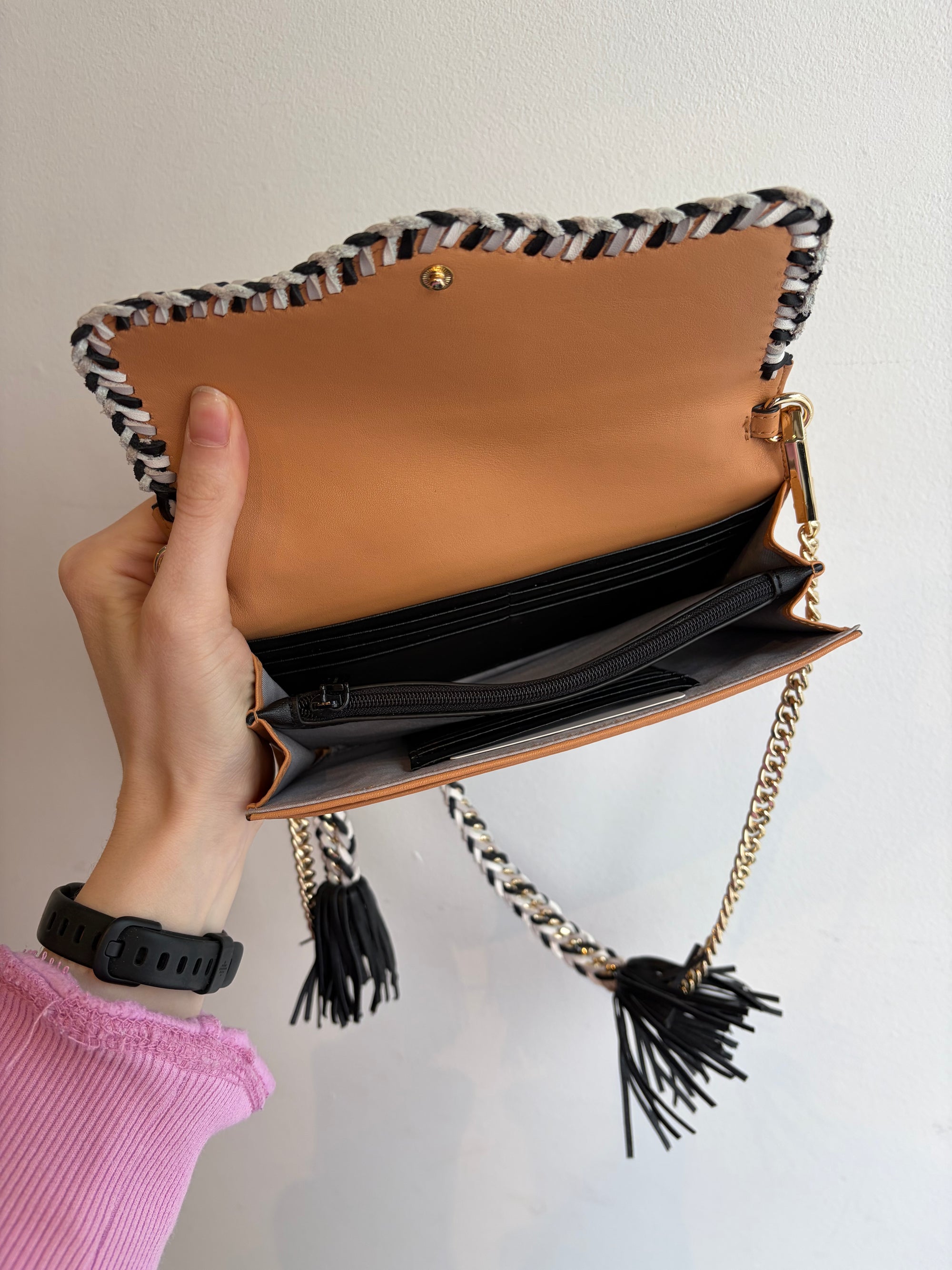 Rebecca Minkoff Leather Wallet on Chain, Tan