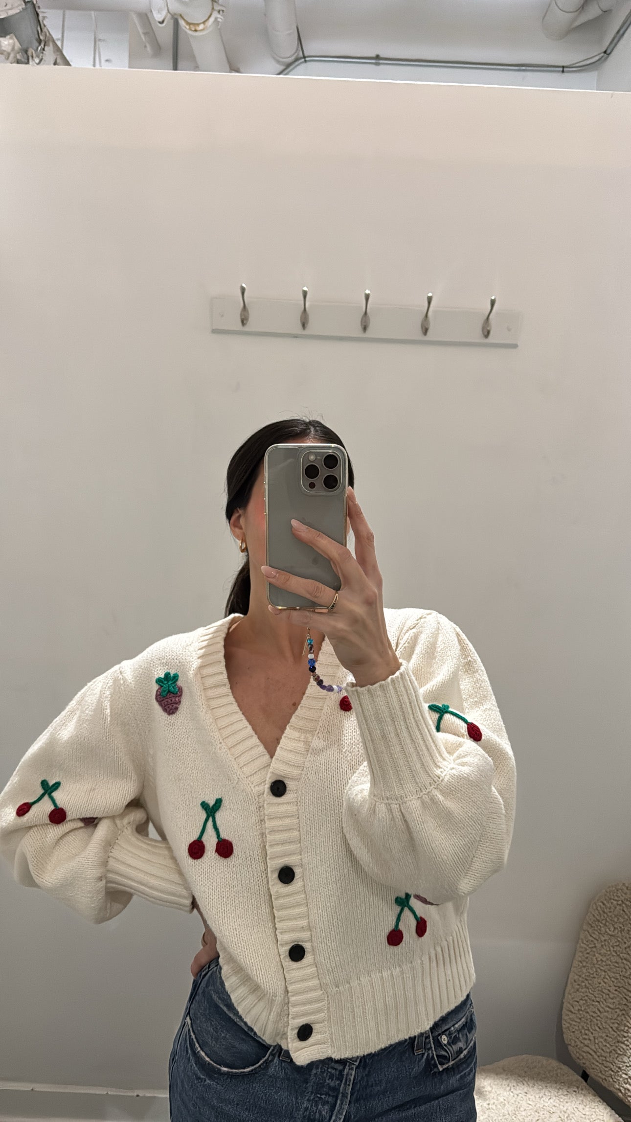 Rails Esther Berry Cardigan, Cream, Large