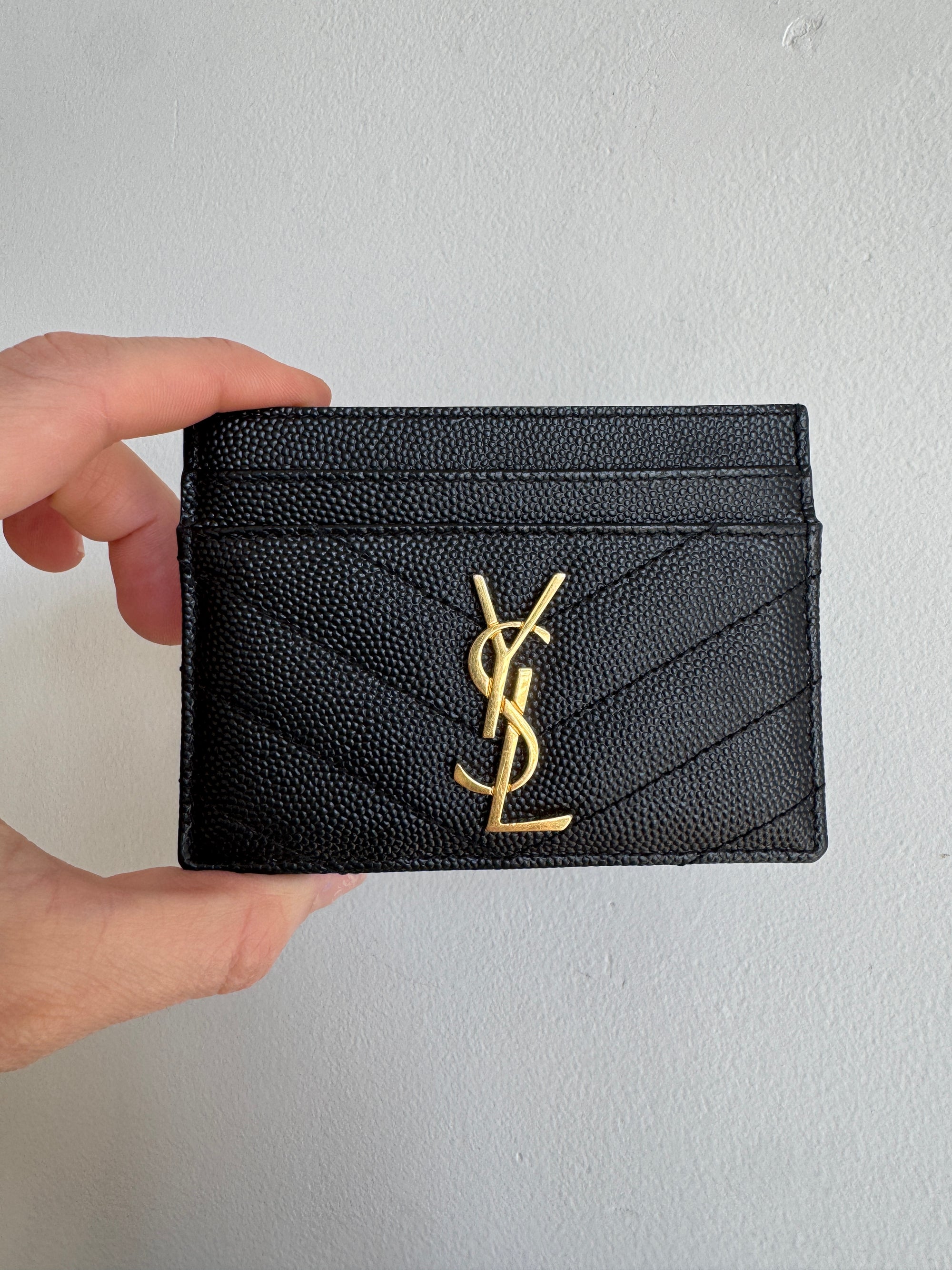 Saint Laurent Matelassé Lambskin Card Holder, Black