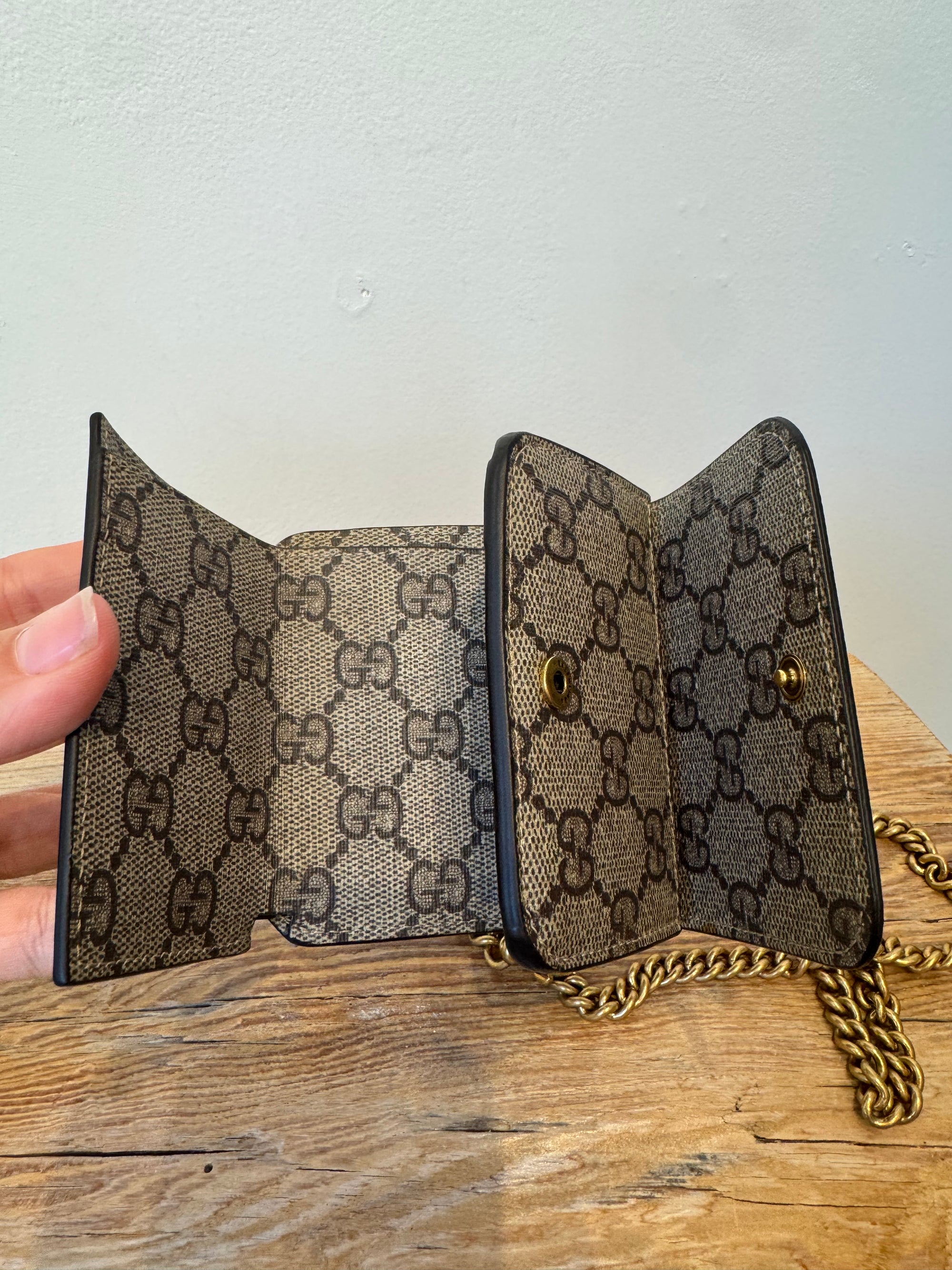 Gucci x Balenciaga Hacker Project Mini Wallet on Chain, Brown