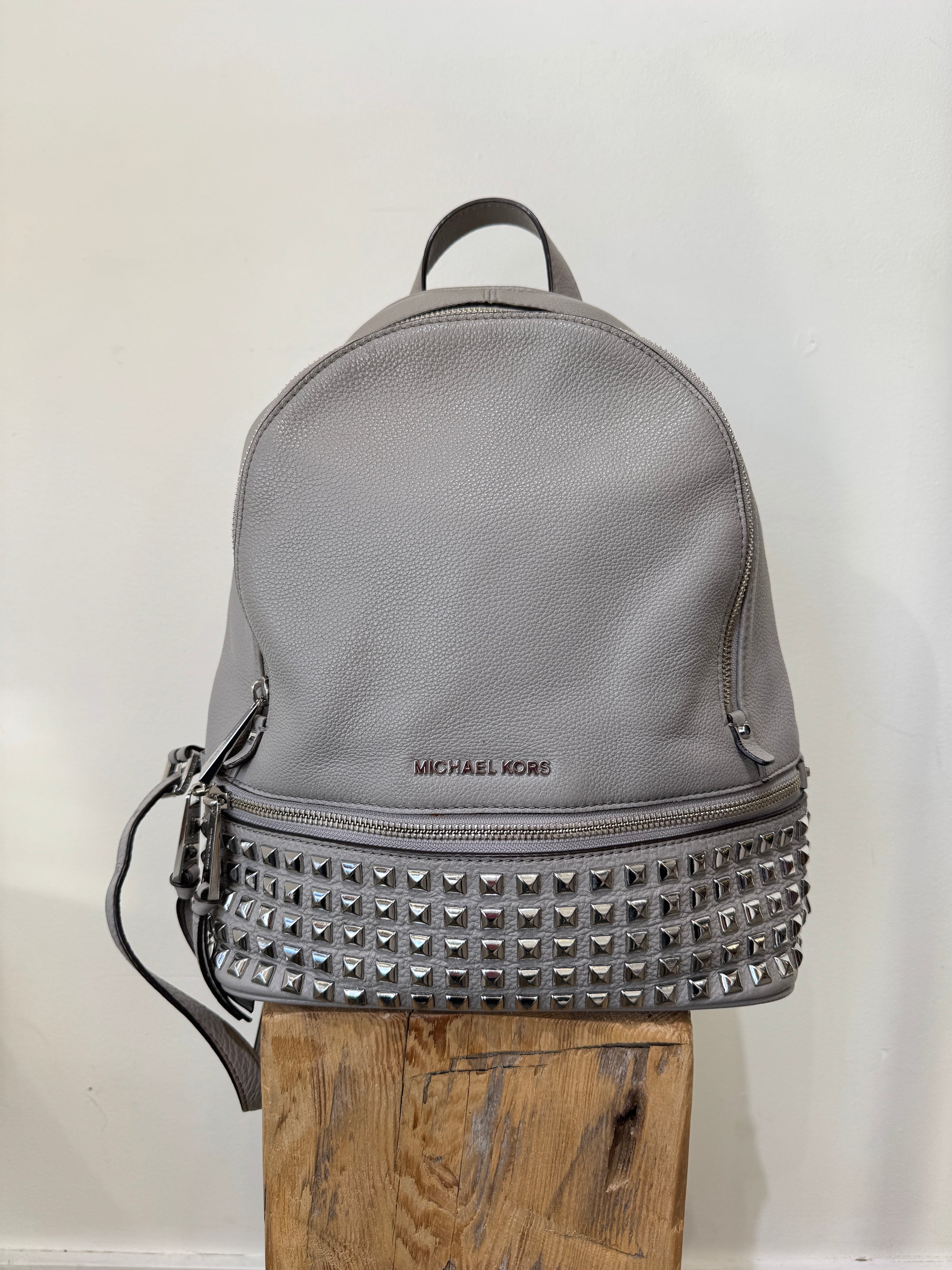 Michael Kors studded grey backpack, leather