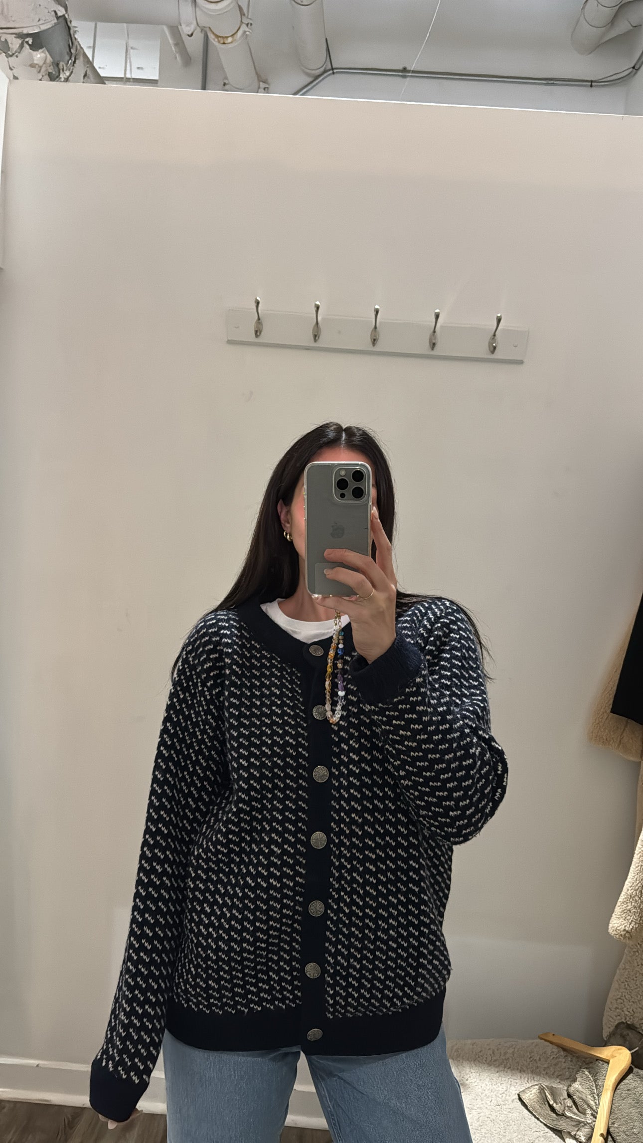 LL Bean Vintage Cardigan, Navy, X Large