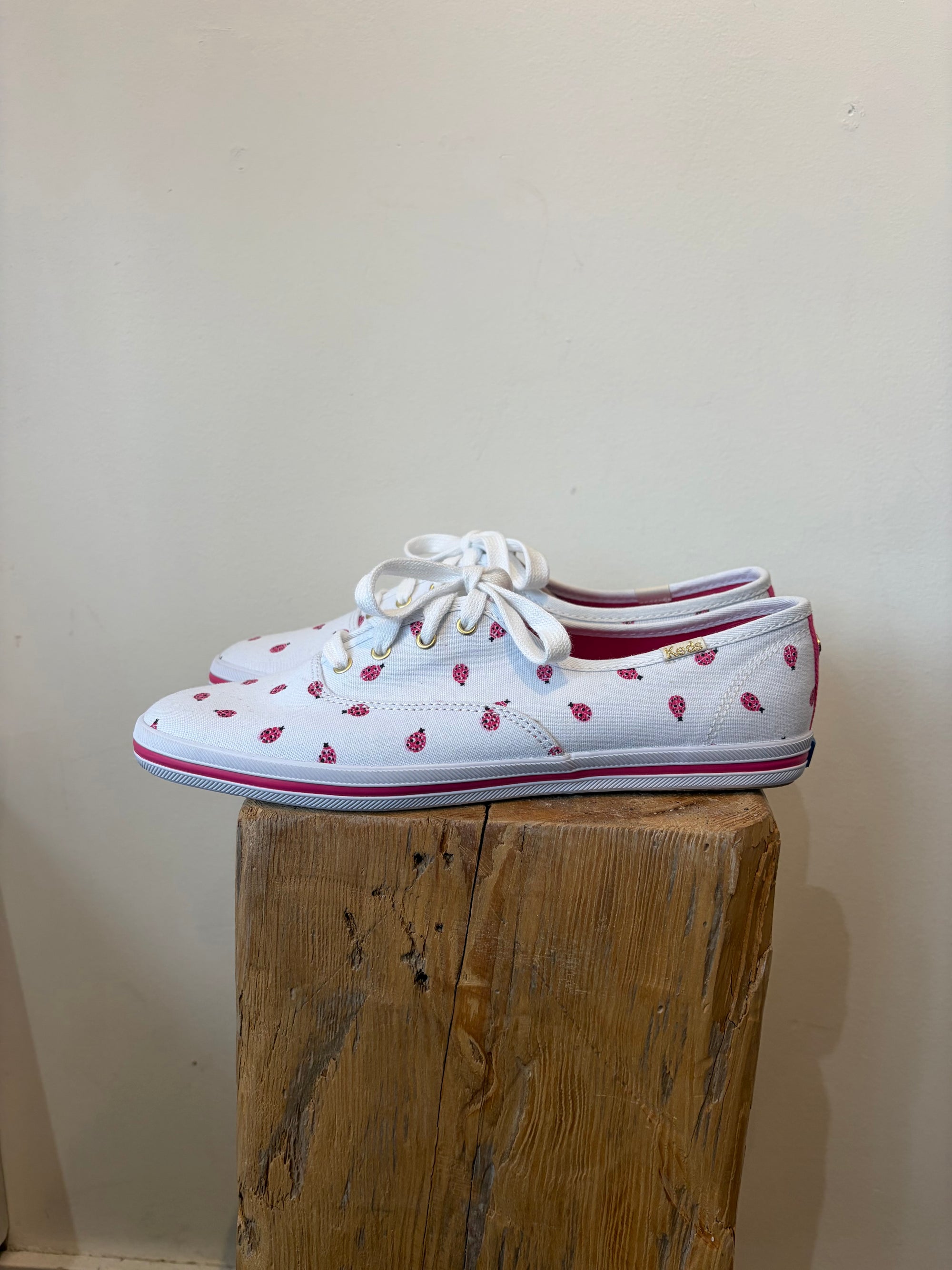 Keds x Kate Spade,White and Pink Ladybug Print, W8
