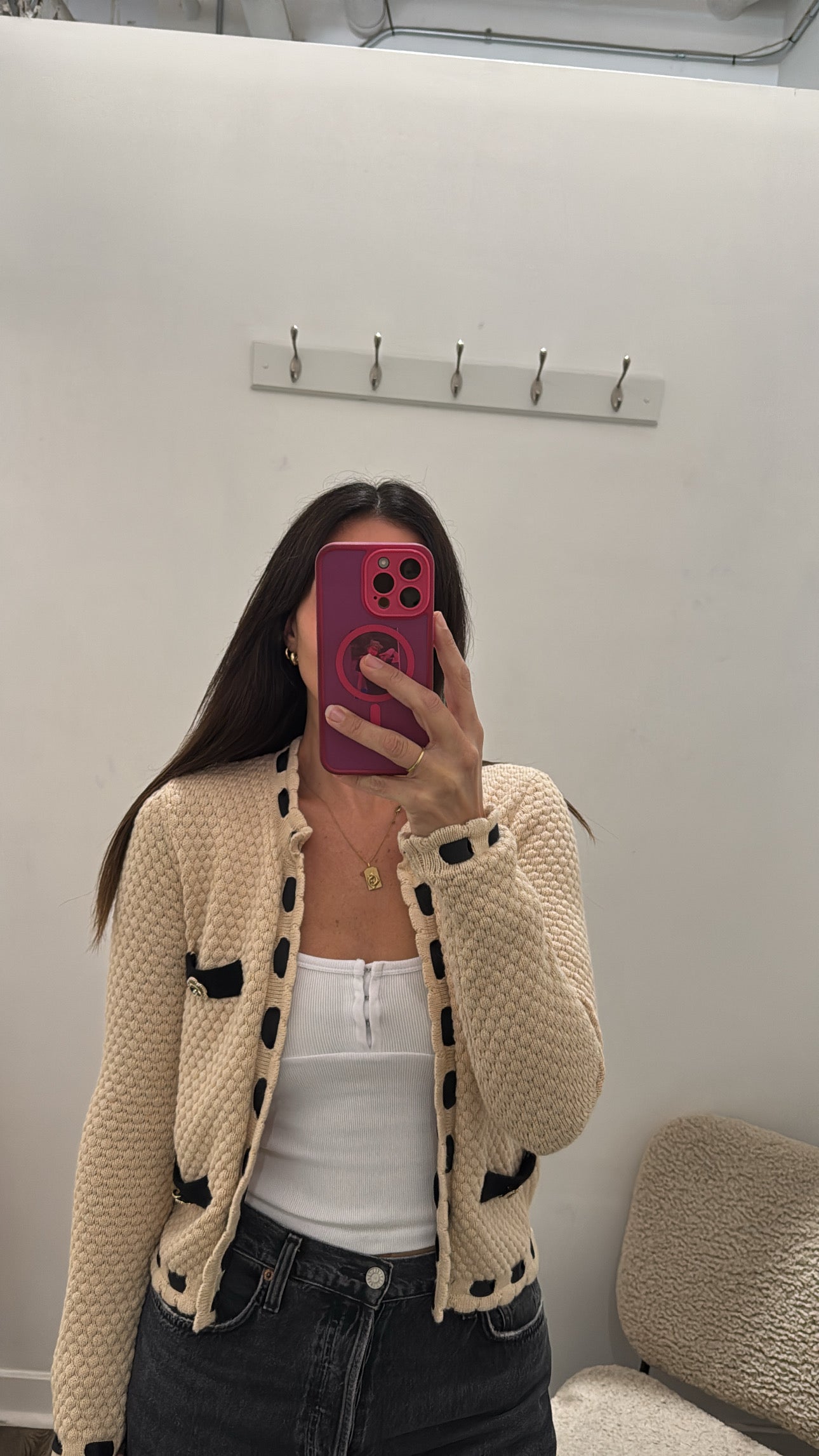 L'Agence Astor Open Knit Cardigan Beige, XS