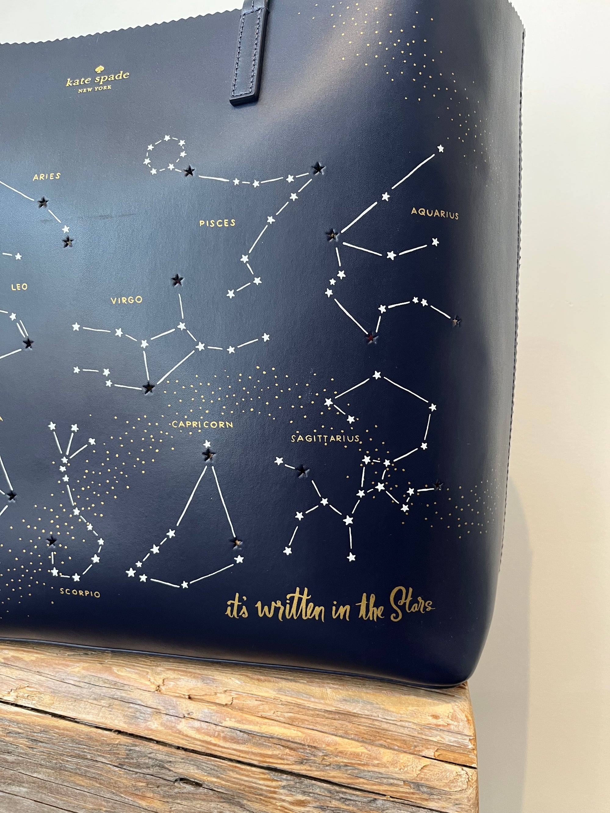 Kate Spade Leather Constellation Large Tote Bag, Navy