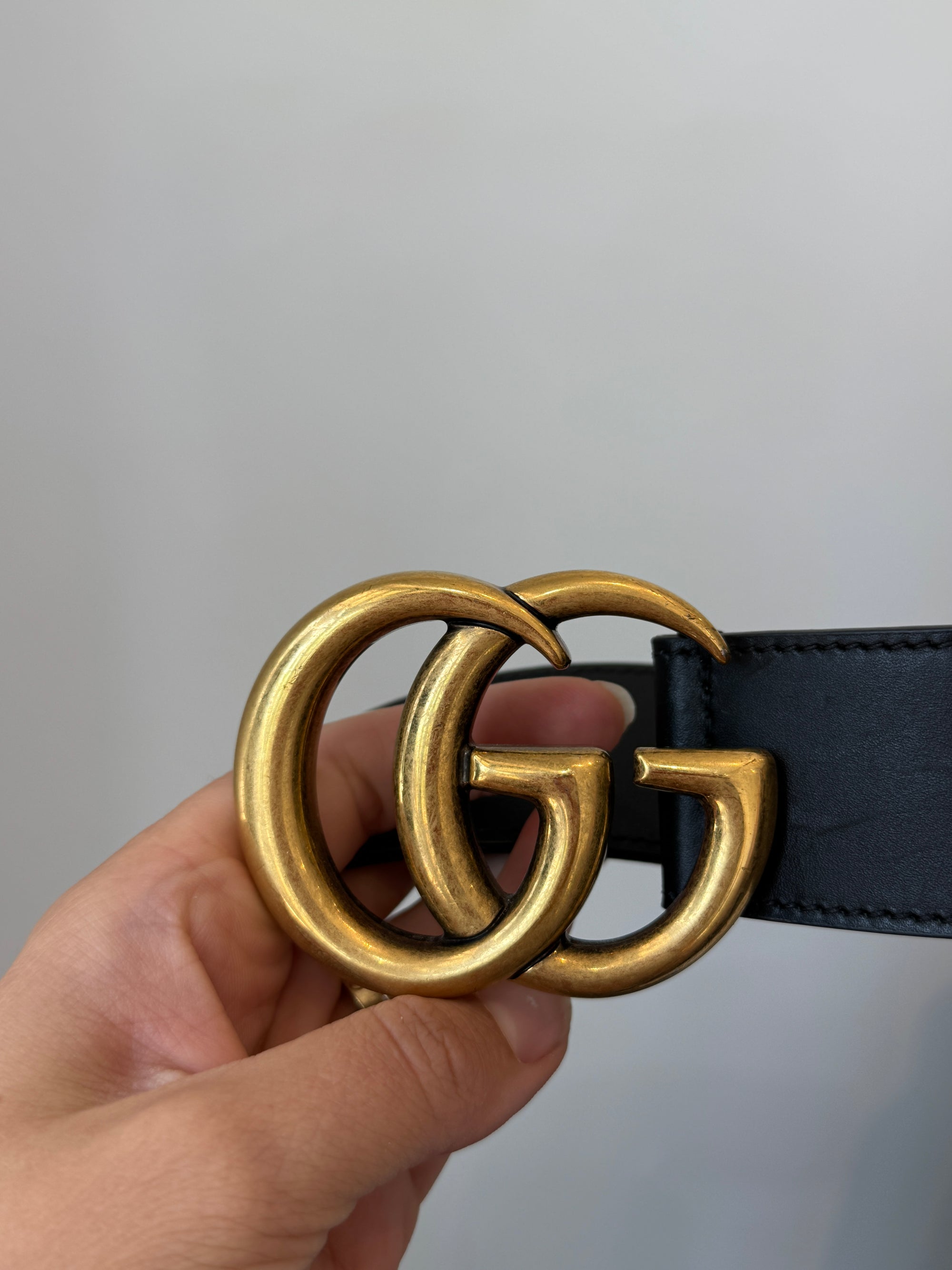 Gucci Belt GG Marmont Black/Gold, 90/36