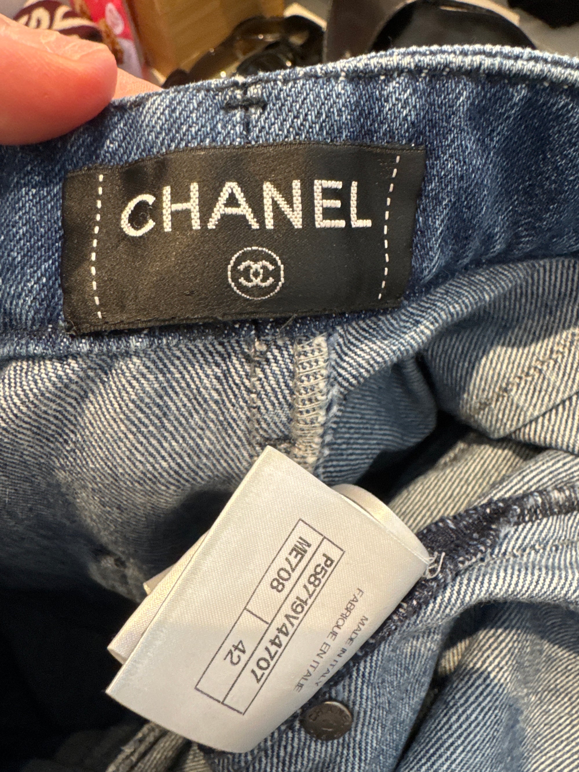 Chanel High Rise Wide Leg Jeans, 42