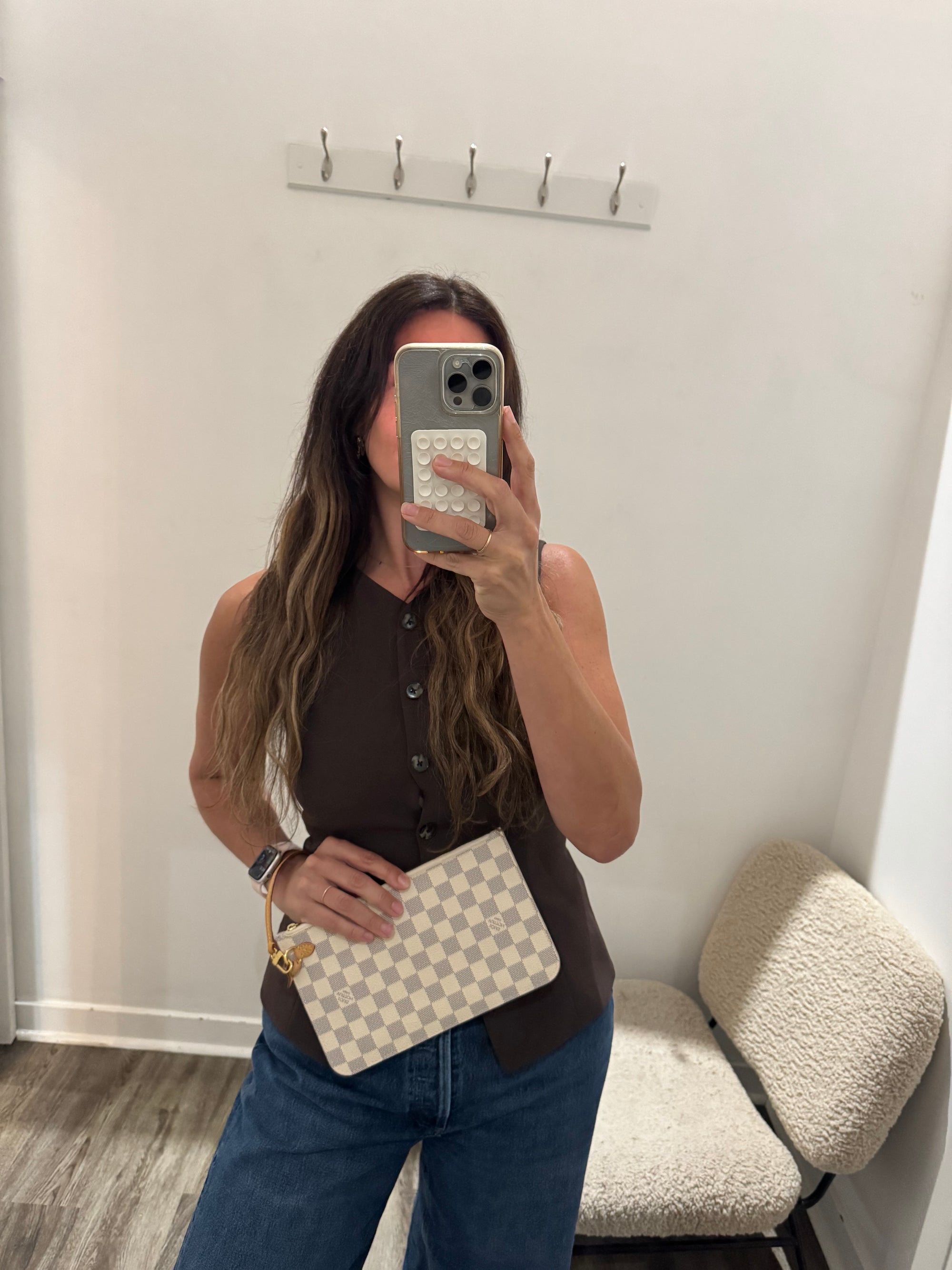 Louis Vuitton Neverfull Pouch, Damier Azur
