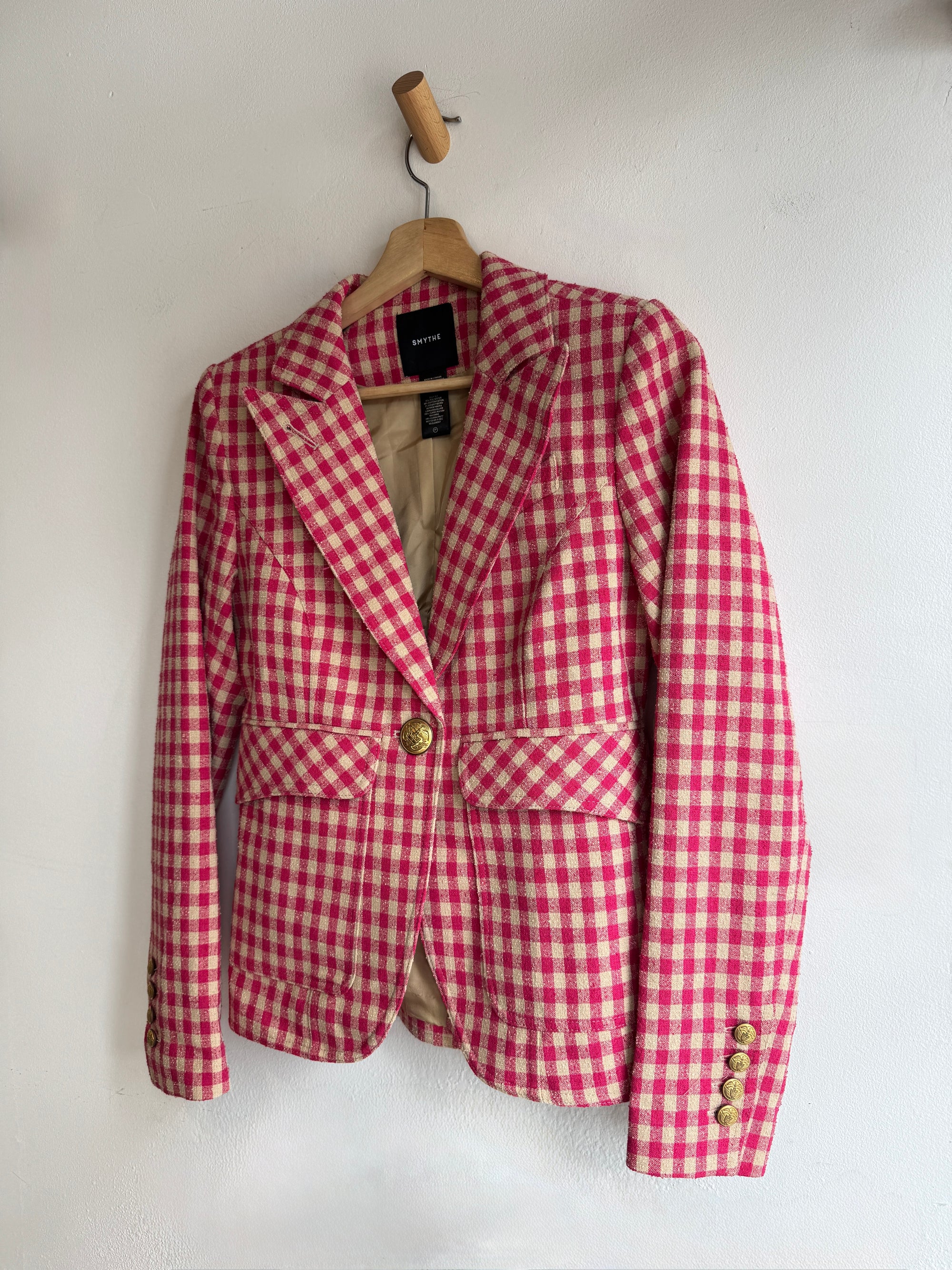 Smythe Patch Pocket One Button Blazer, Pink, 4