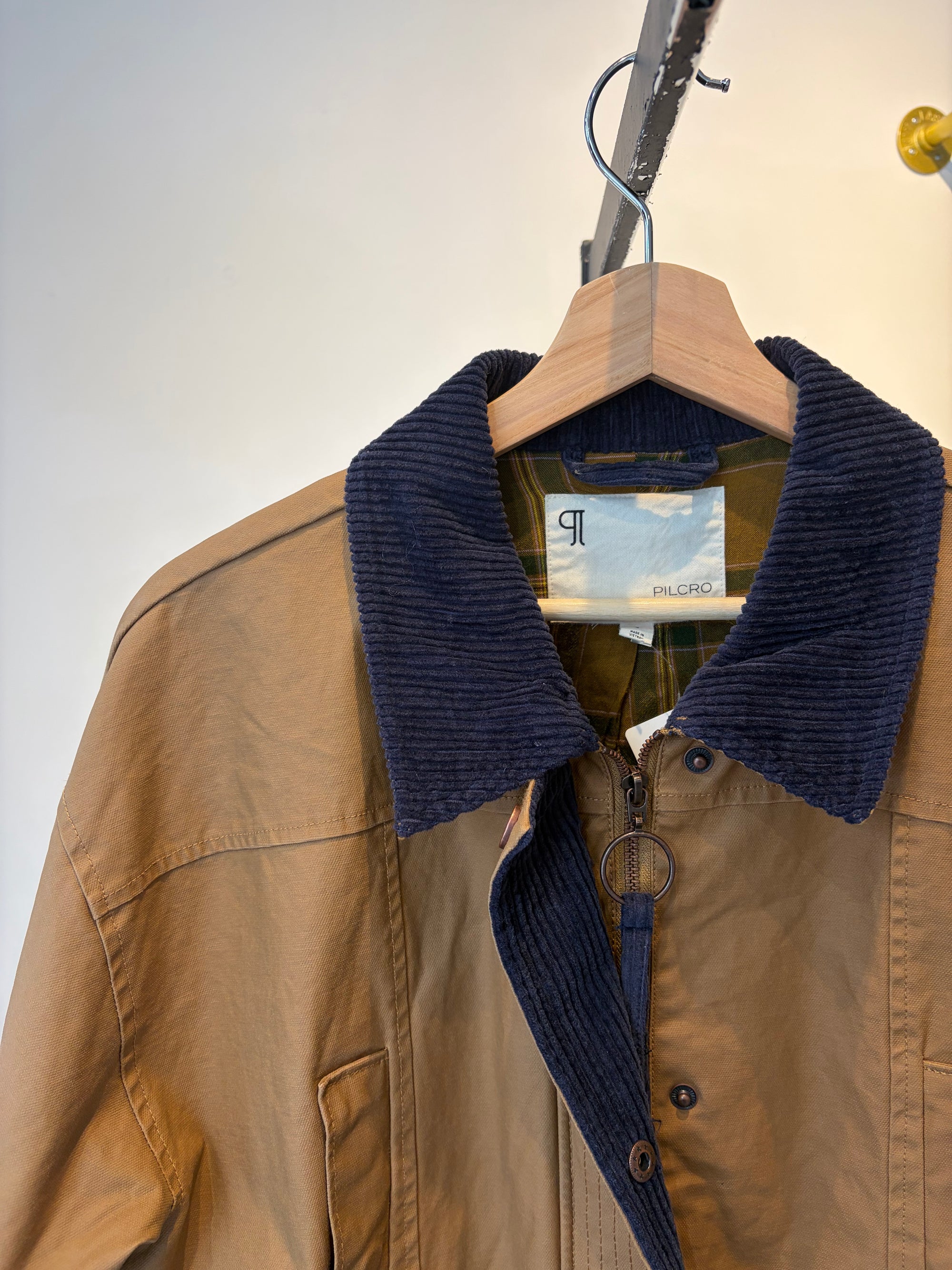 Pilcro waxed barn jacket, oversized small, brown