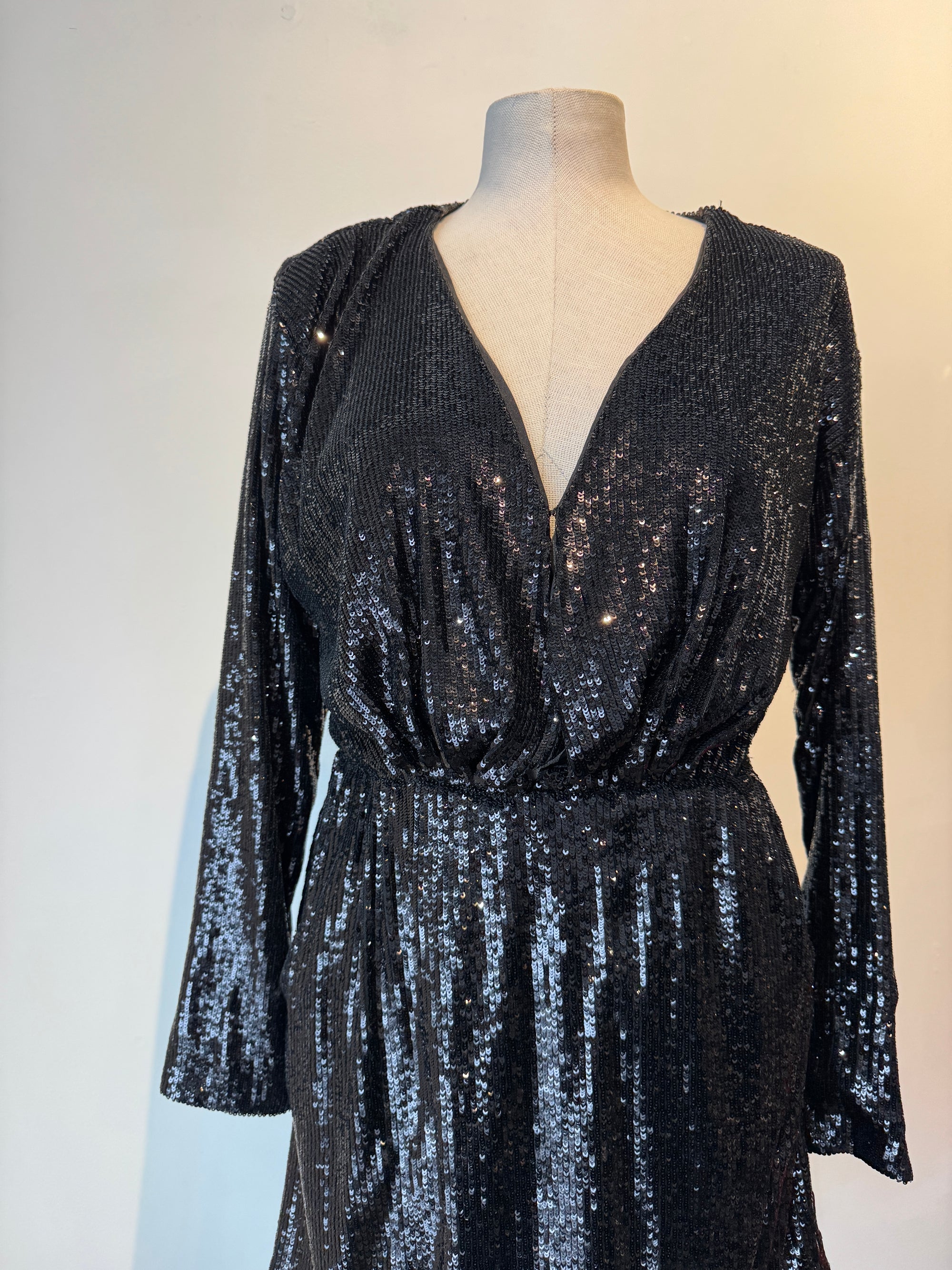 Anine Bing Elena Sequin Mini Dress Black, XS