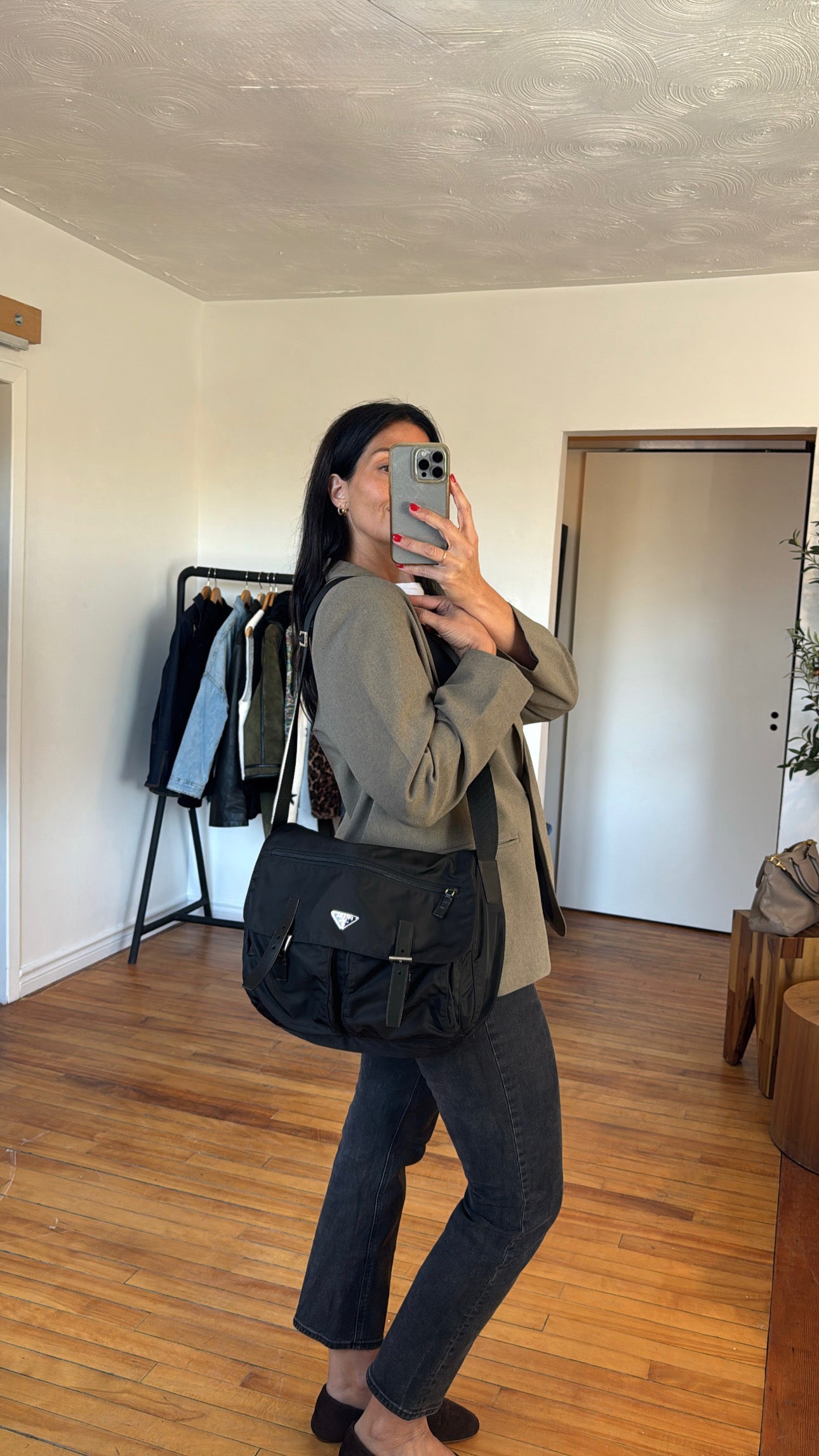 Prada Tessuto Vela Nylon Messenger Bag, Black