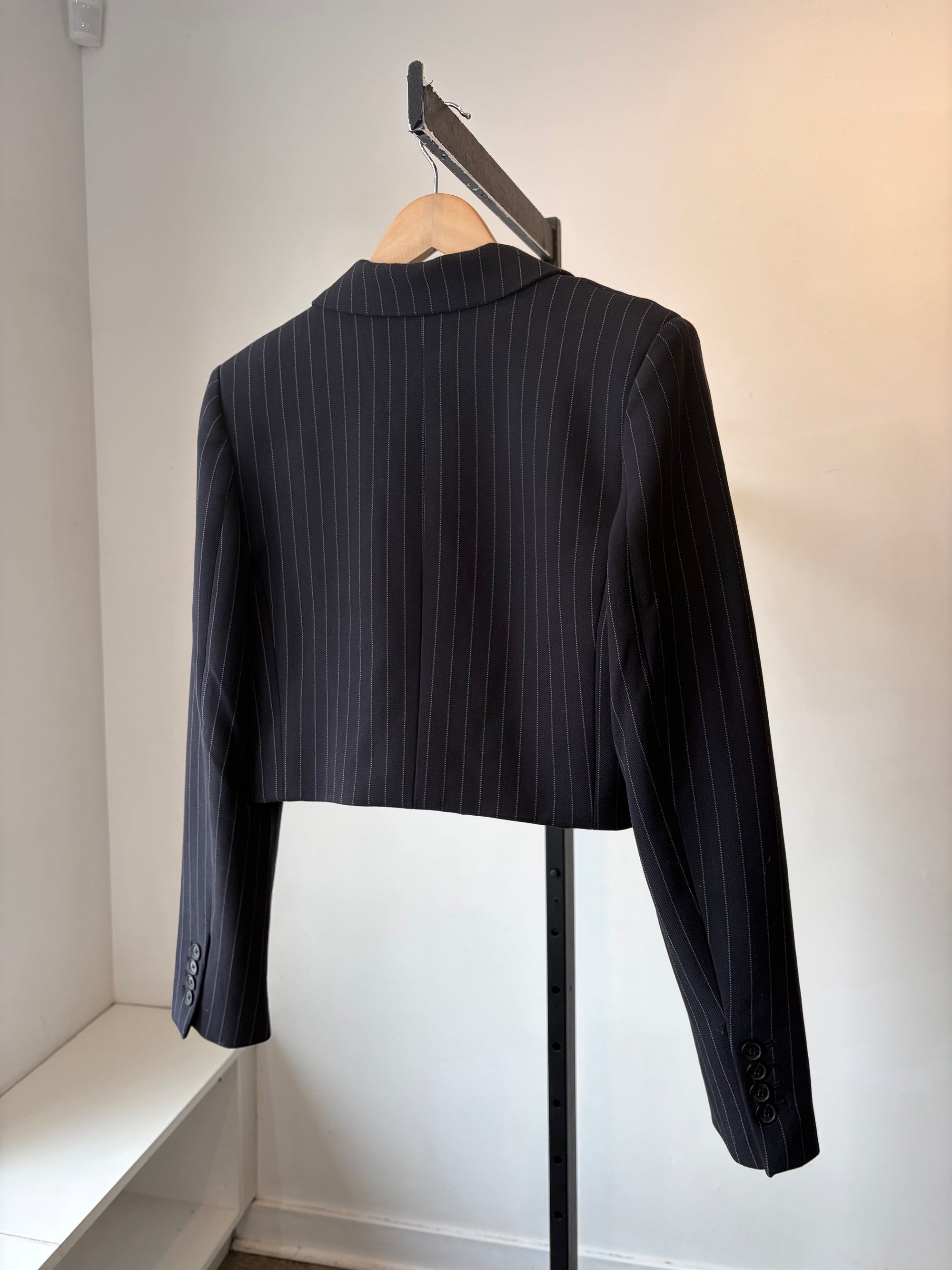 Babaton, Cropped Blazer Navy and White, Medium