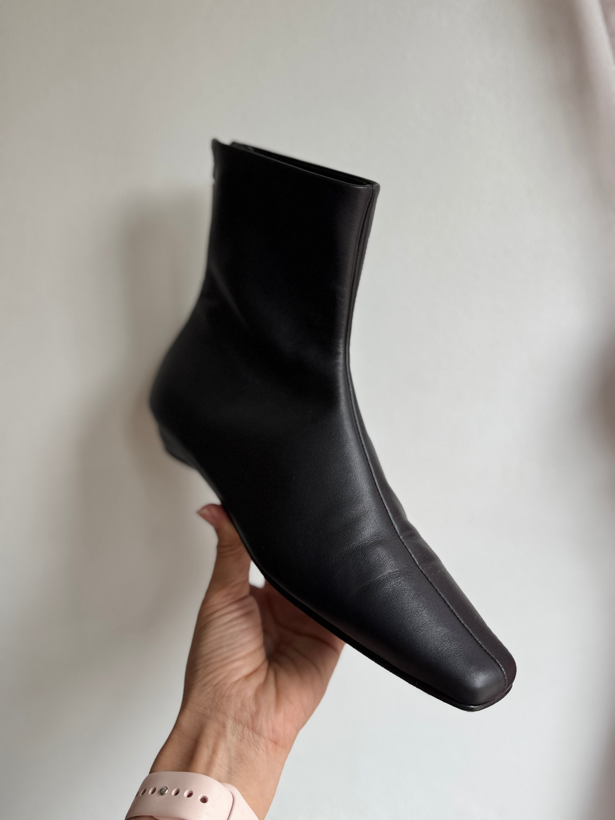 Toteme Heeled Leather Sock Boots, Footwear Black, 39