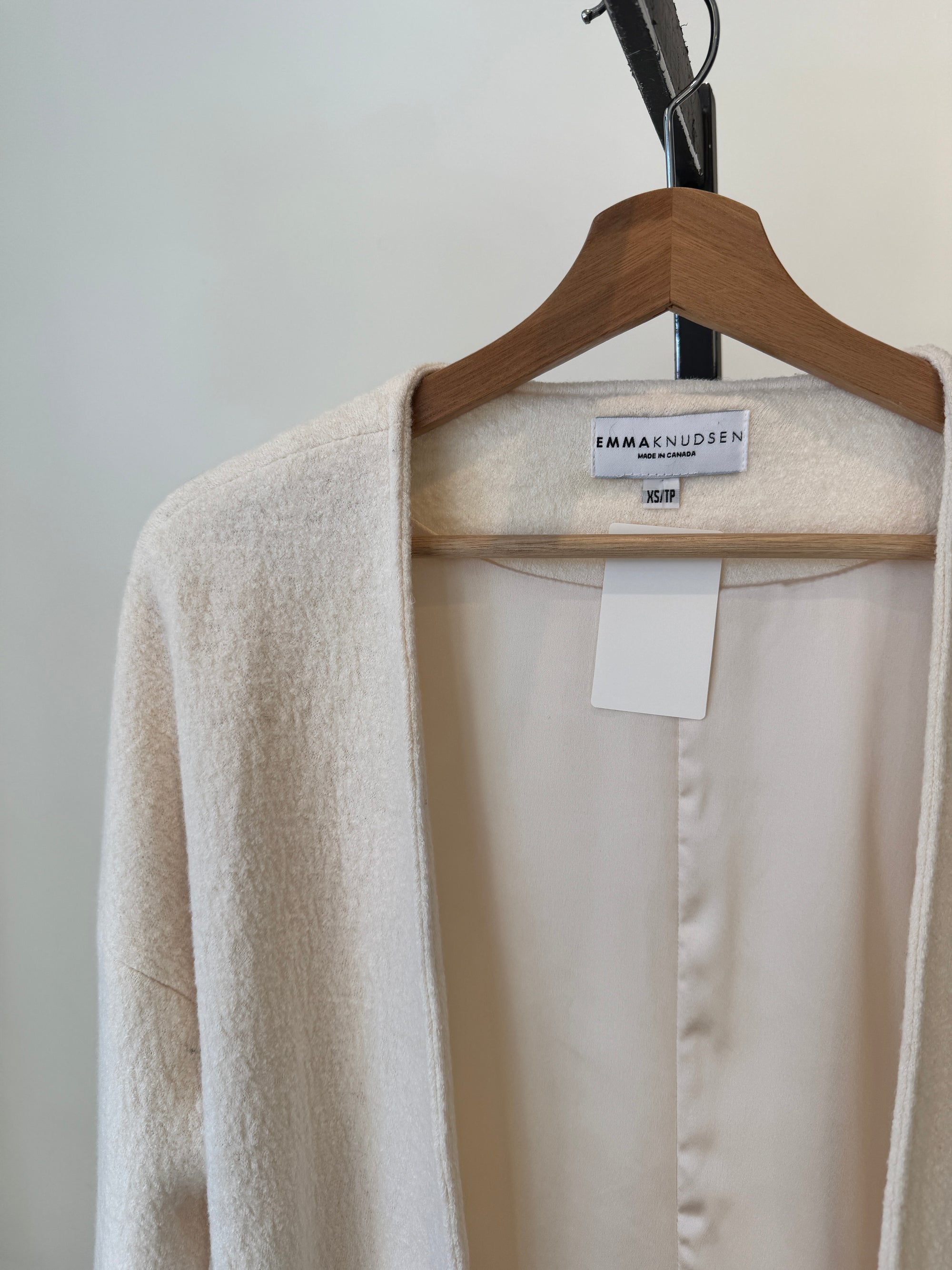 Emma Knudsen Lined Textured Open Cardigan, Cream, XS