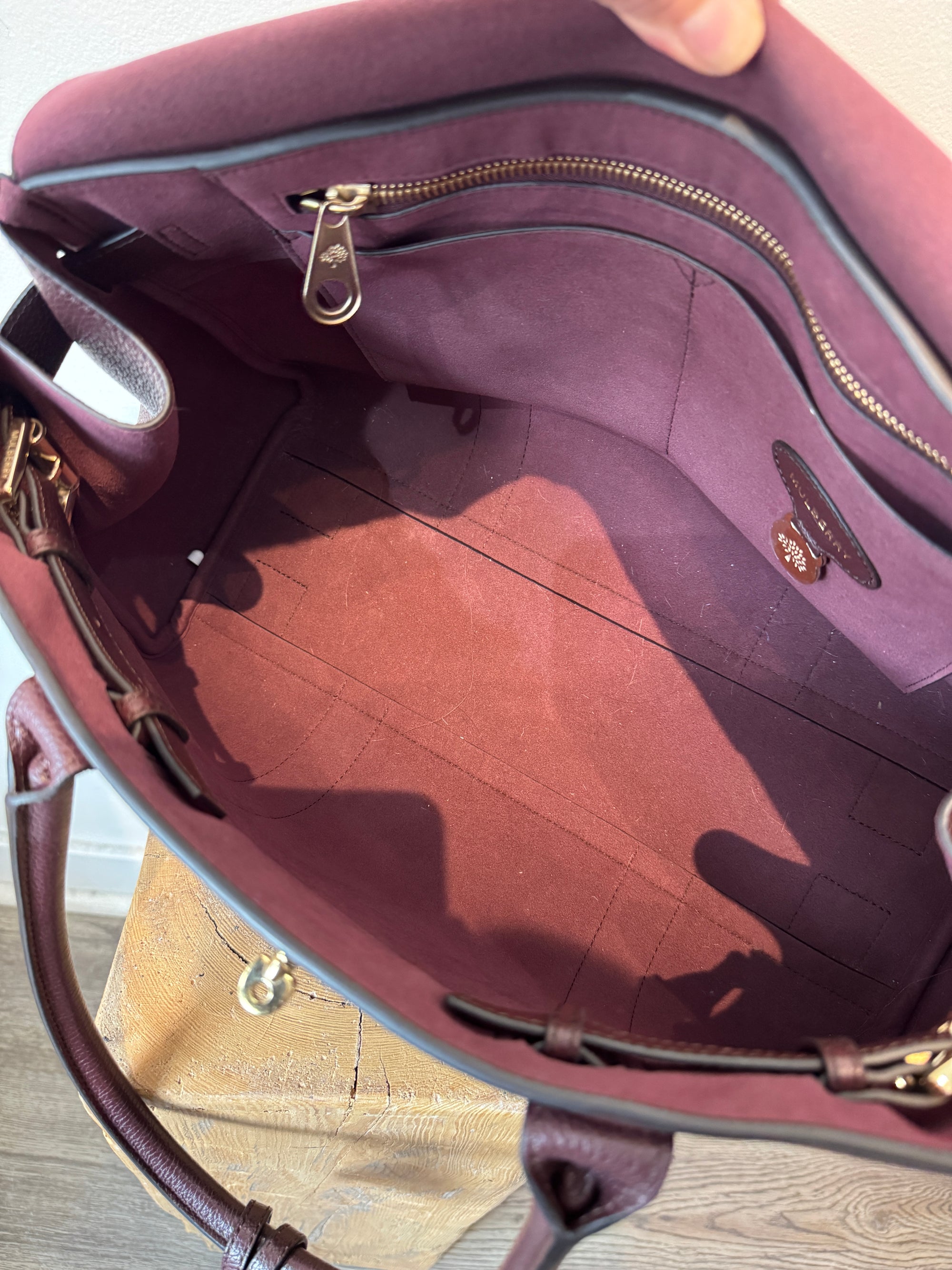 Mulberry Bayswater Handbag, Black Cherry with Small Classic Grain detailing