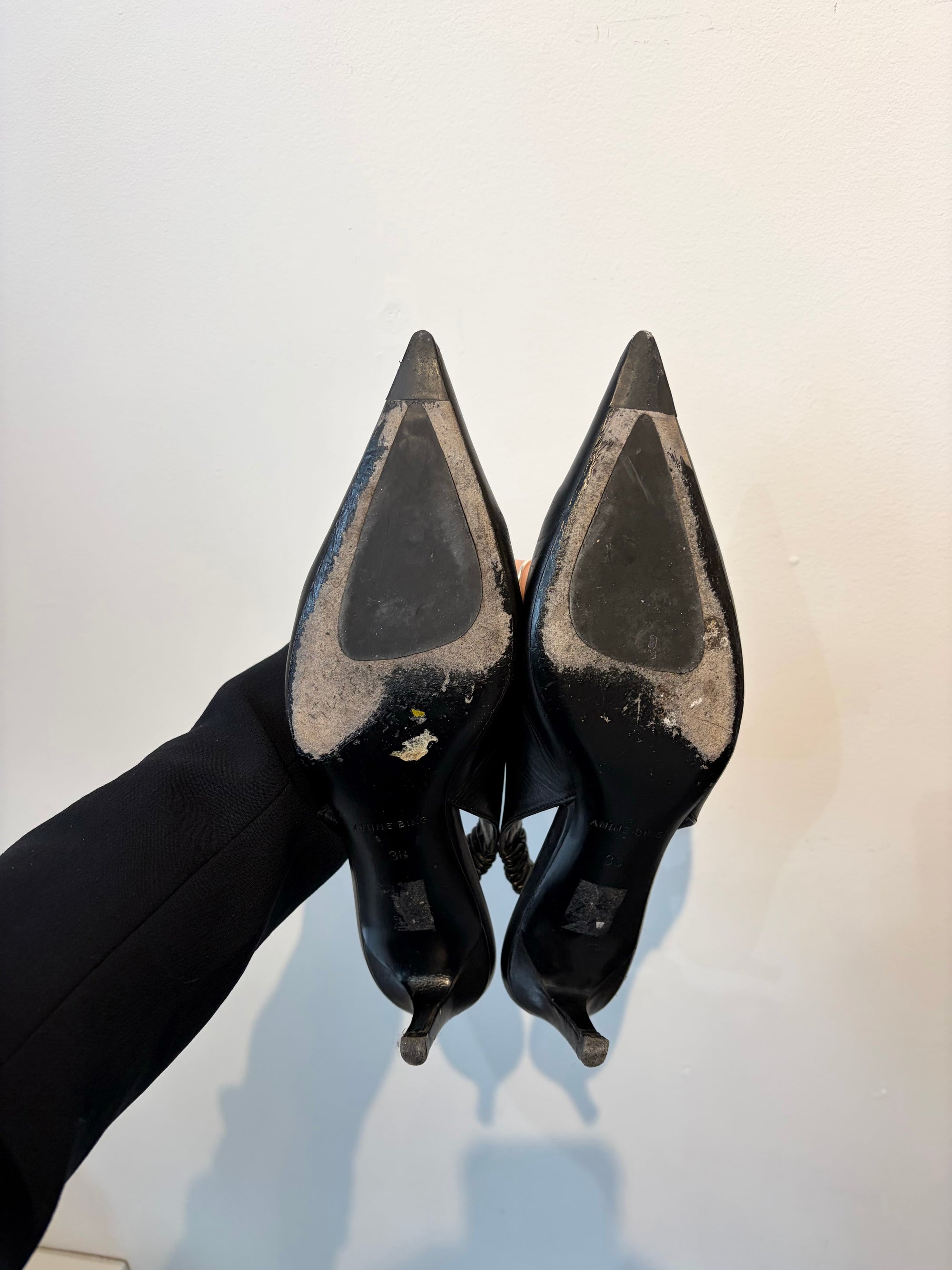 Anine Bing Zoey Slingback Heels, Black, 38