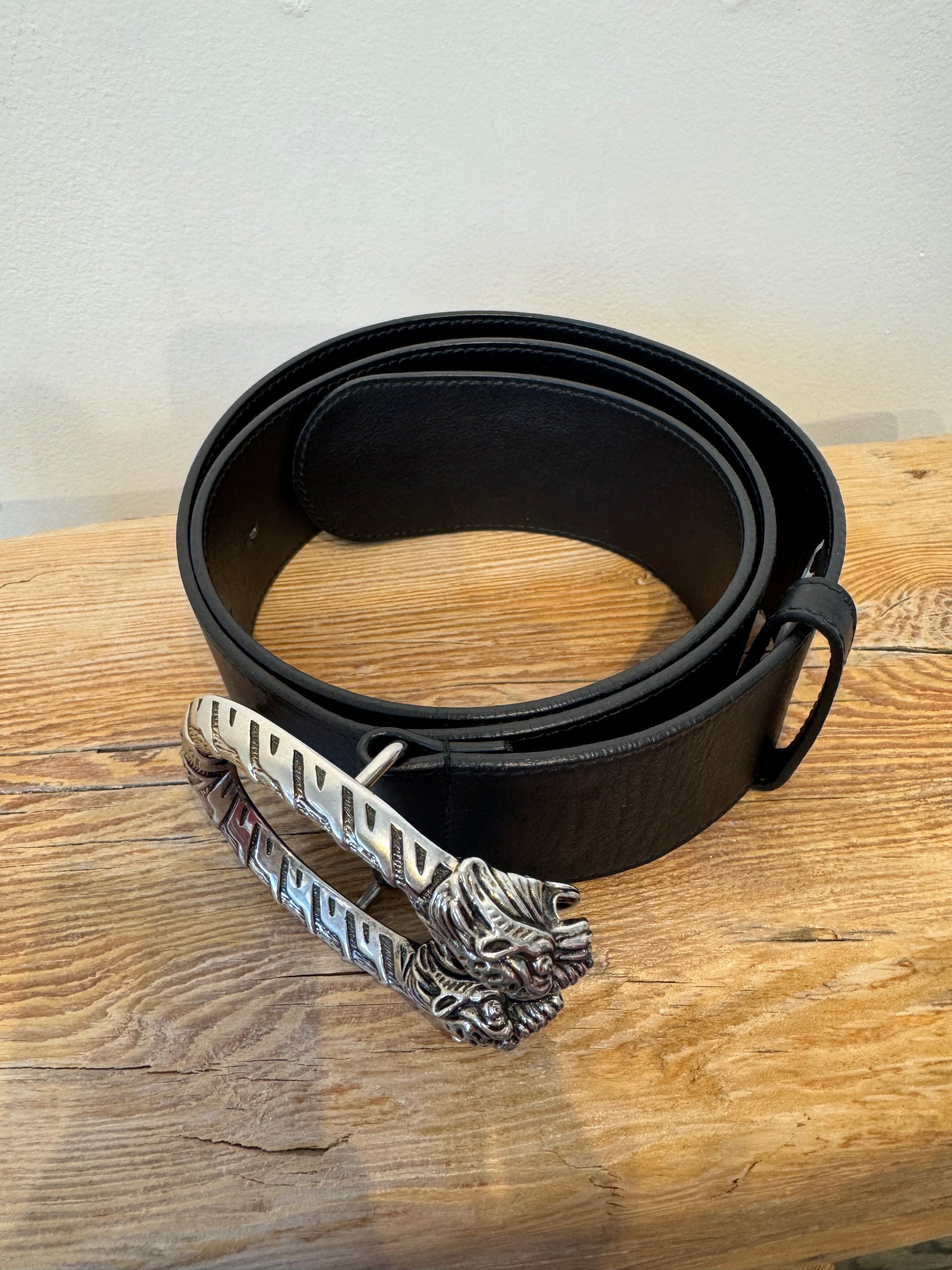 Gucci Dionysus Wide Leather Belt, Black, 90/36