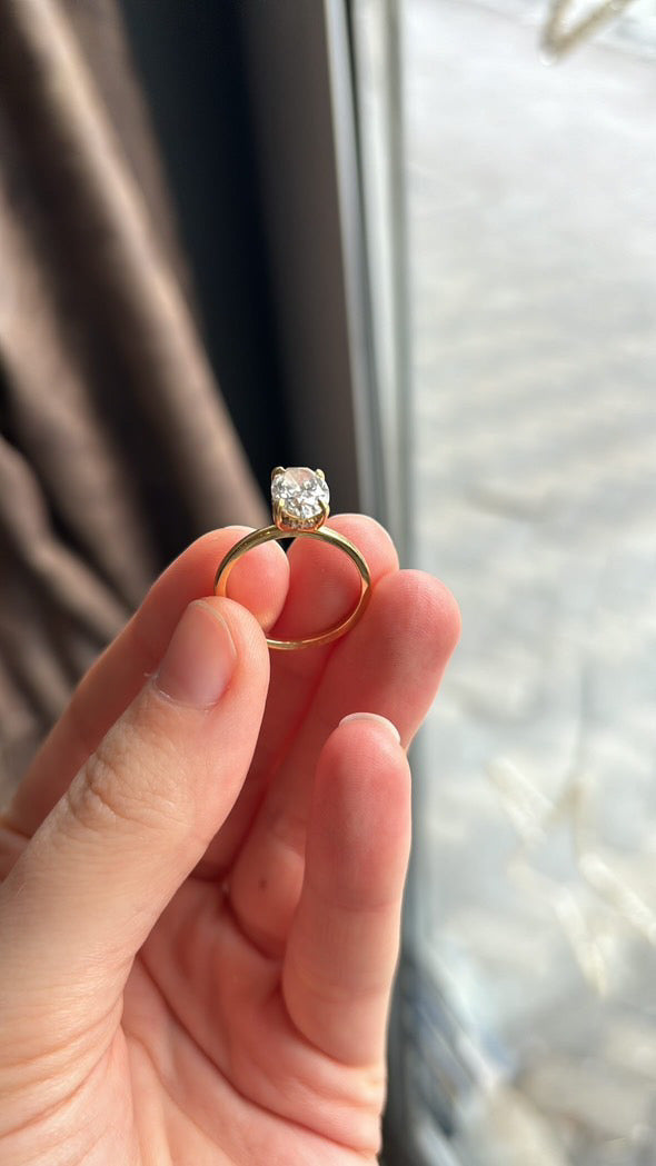 Vrai Classic Hidden Halo Oval Engagement Ring in Yellow Gold