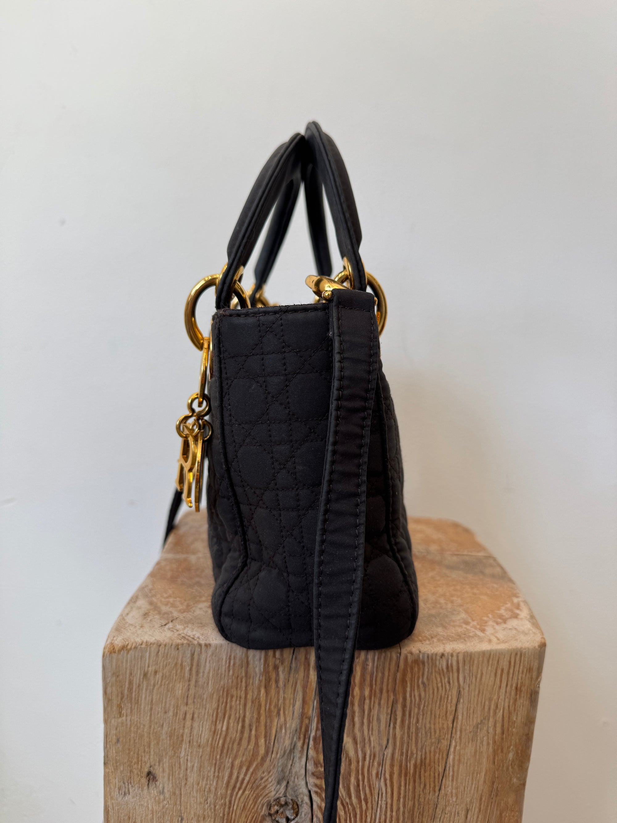Christian Dior Cannage Lady Dior Mini Bag, Charcoal Grey