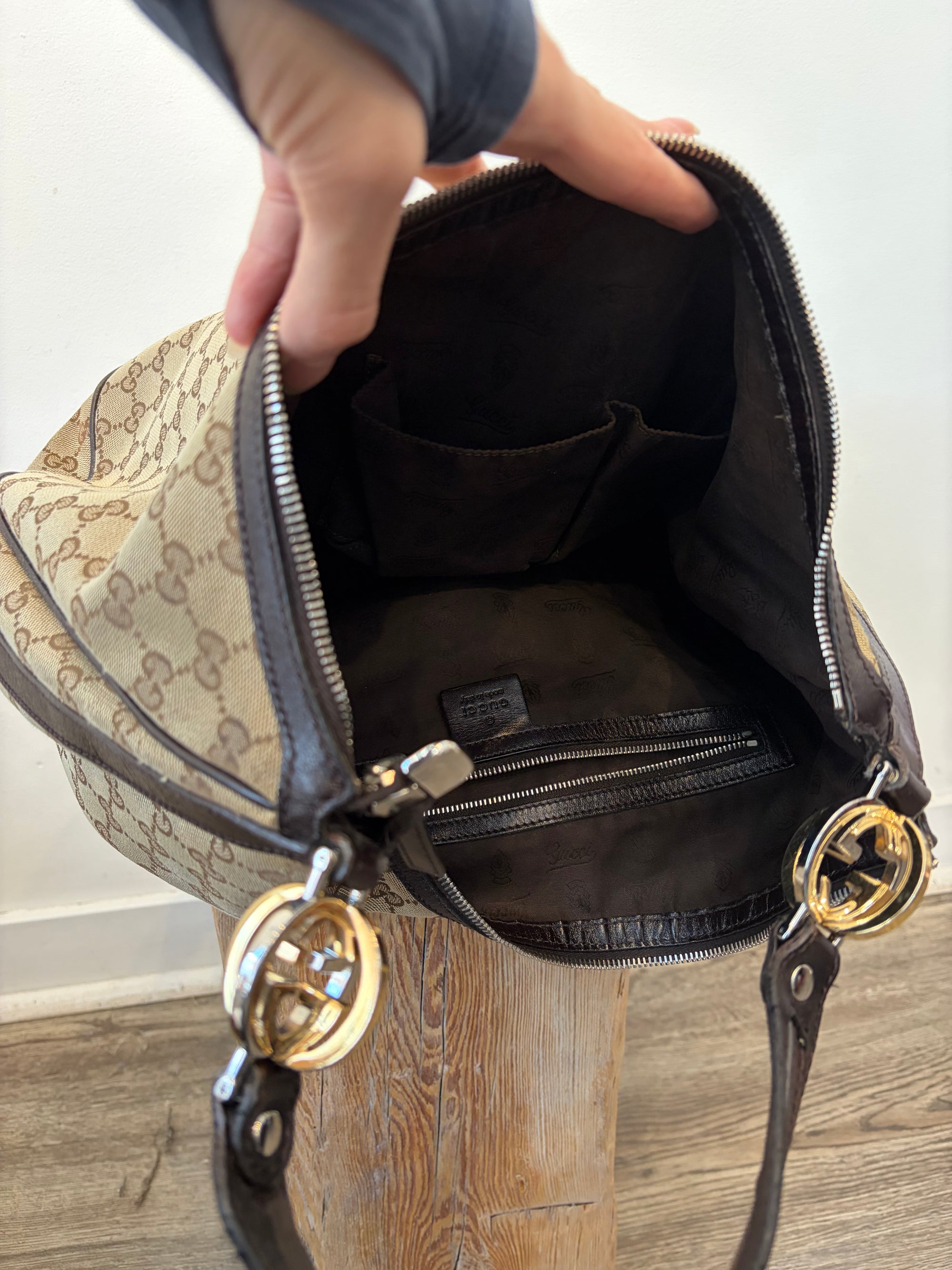 Gucci Large Twins Hobo Bag, Brown, Large