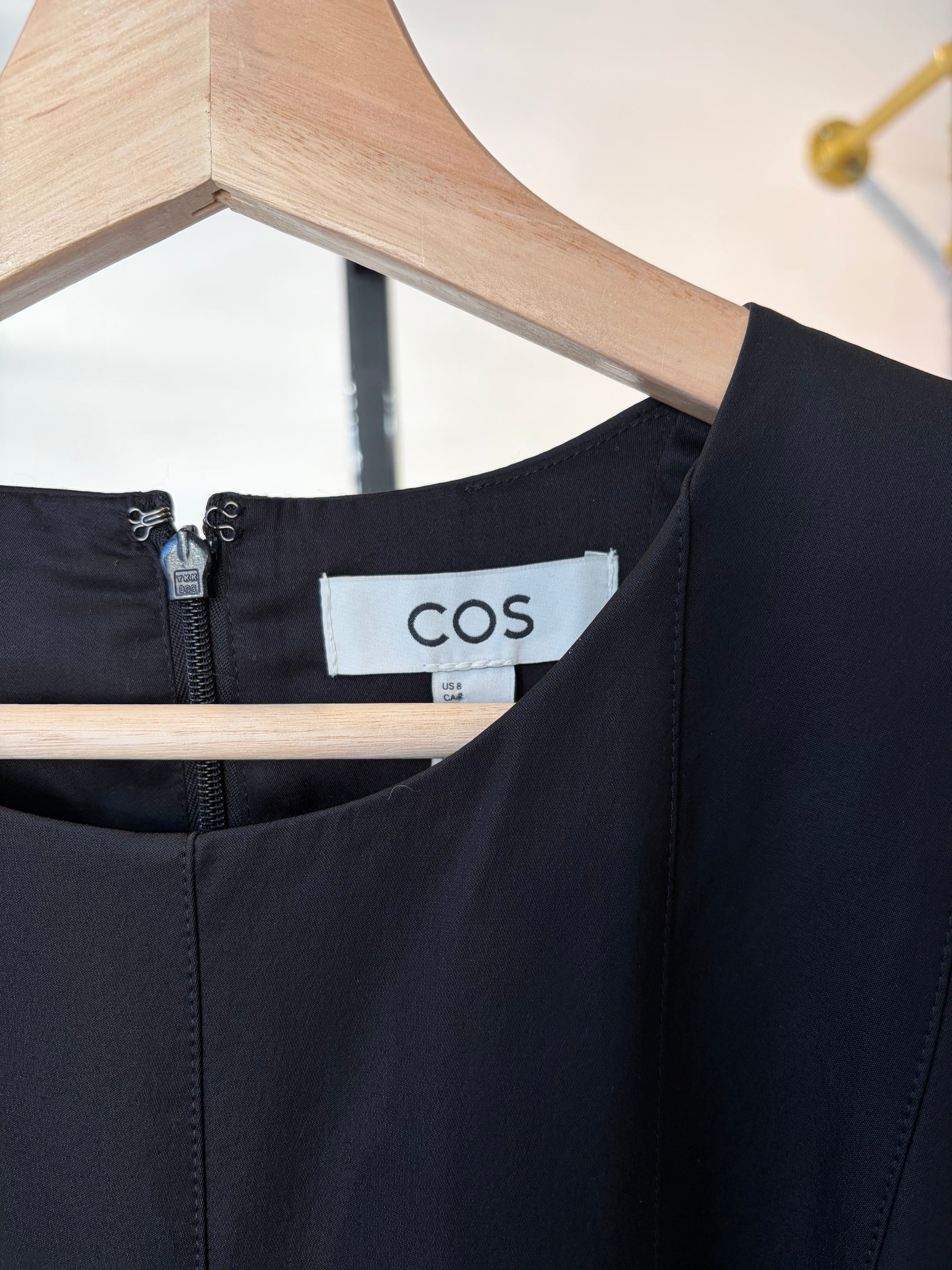 COS Sleeveless Pleated Mini Dress, Black, 8