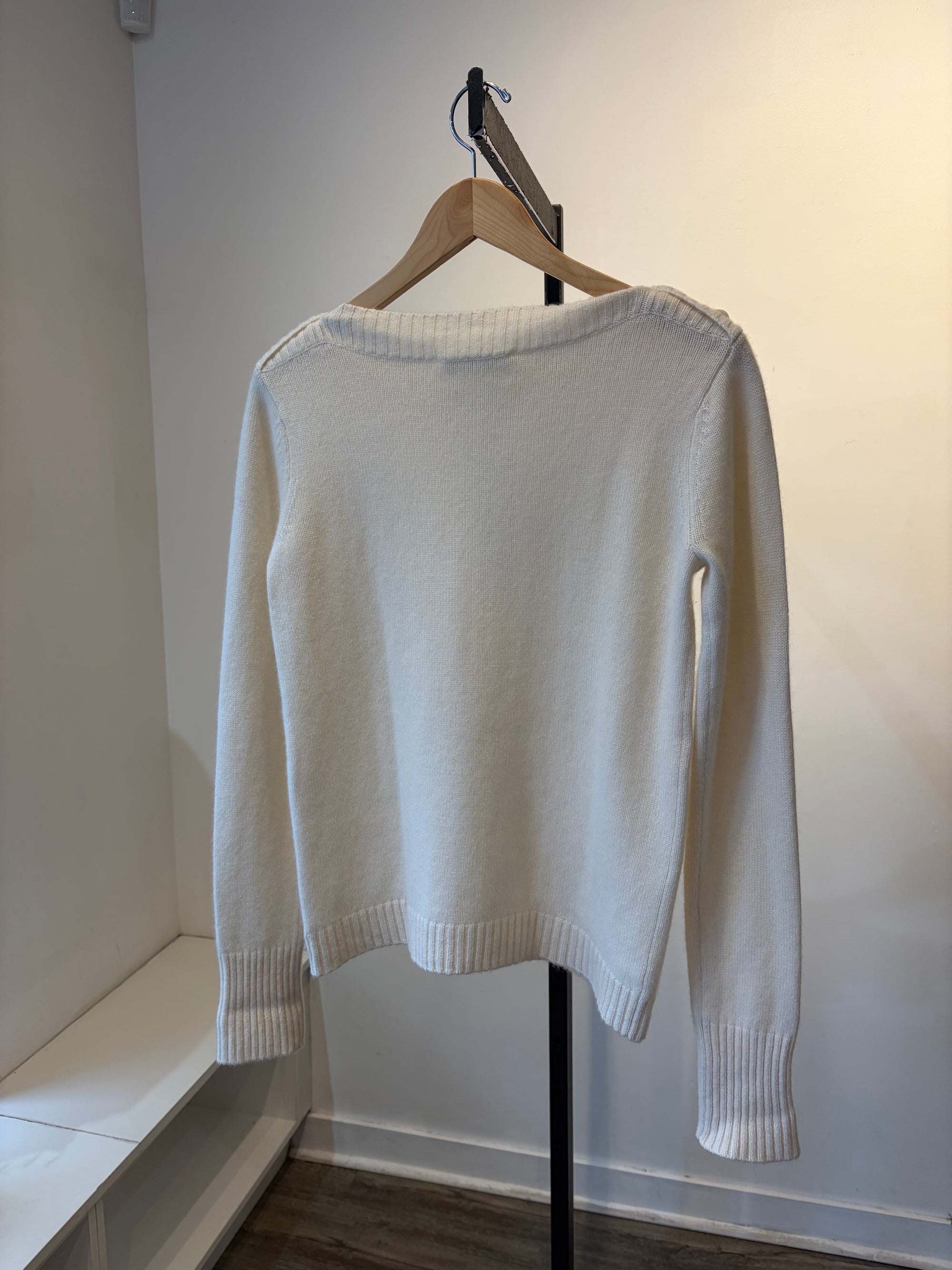 MaxMara boat neck cashmere blend sweater, Cream, M/L