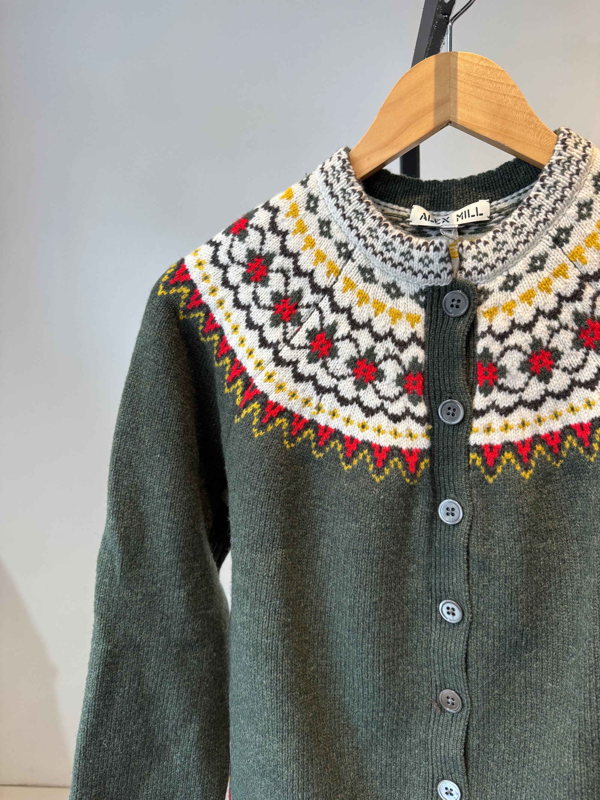 Alex Mill Fairisle cardigan, Green, XS